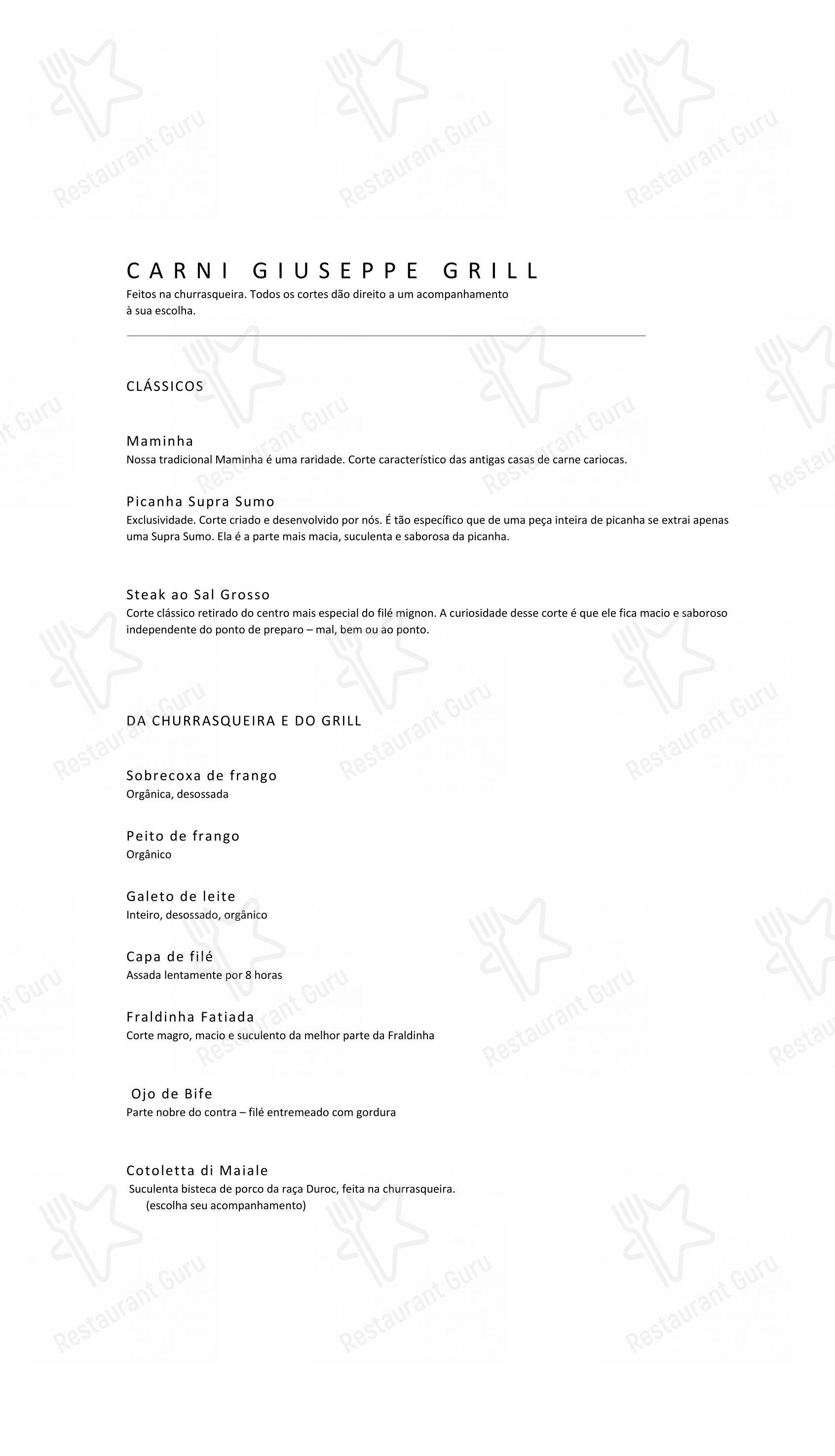 Giuseppe Italiano em Rio de Janeiro - Menu