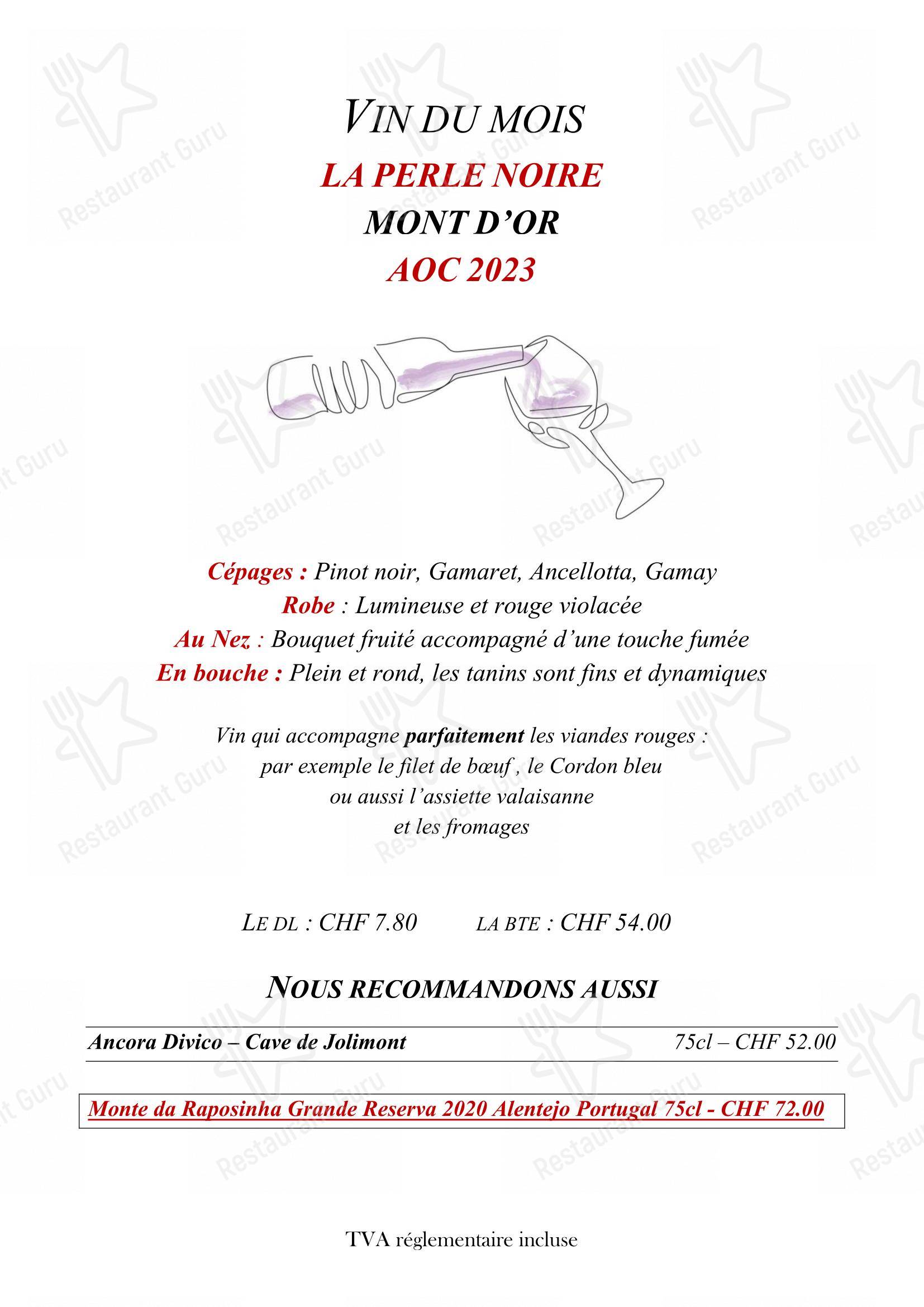 Menu di HÔTEL RESTAURANT du XVI Siècle - Ночное меню