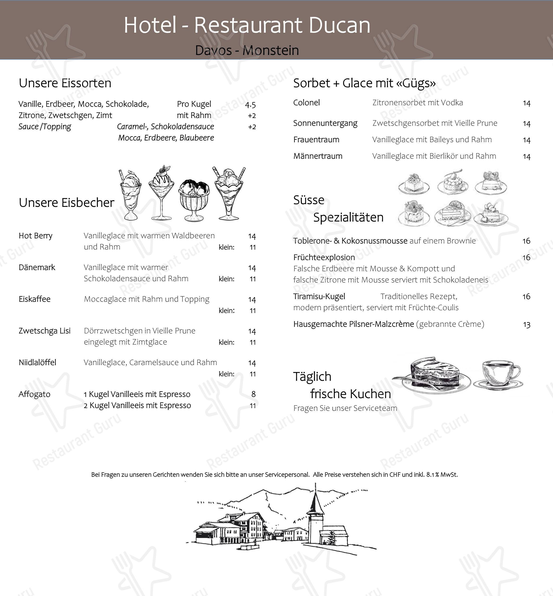 Hotel Ducan in Davos - 菜单