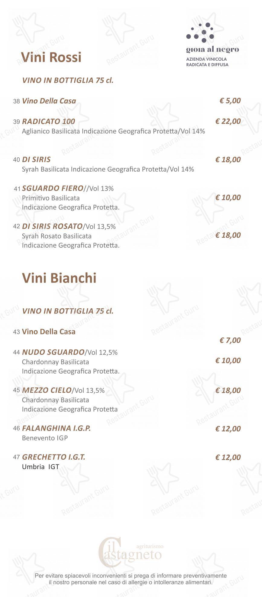 Menu per Agriturismo Il Castagneto - Padula ristorante con griglia