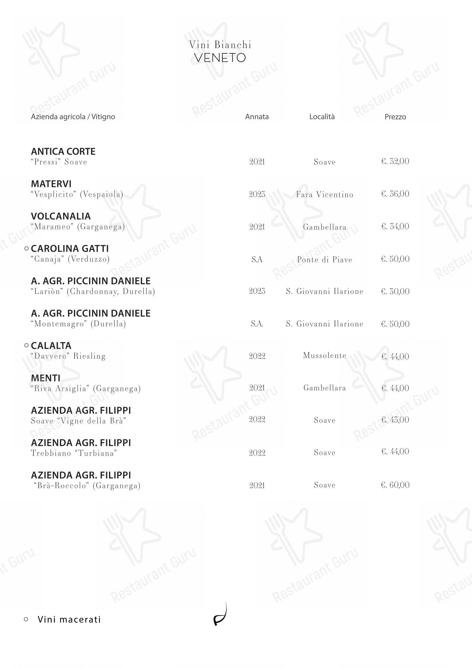 Menu di Il Refettorio - Коктейльная карта