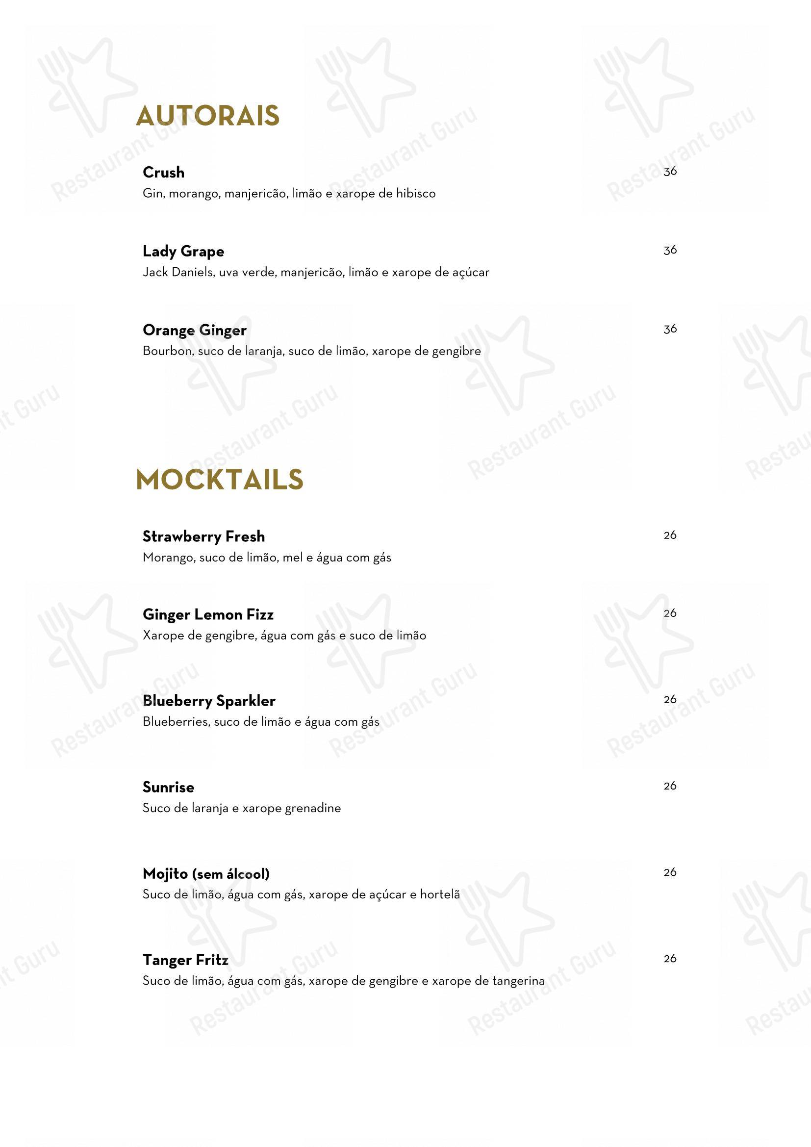 Menu bar para Jardim Secreto Gastronomia e Afetividade restaurante