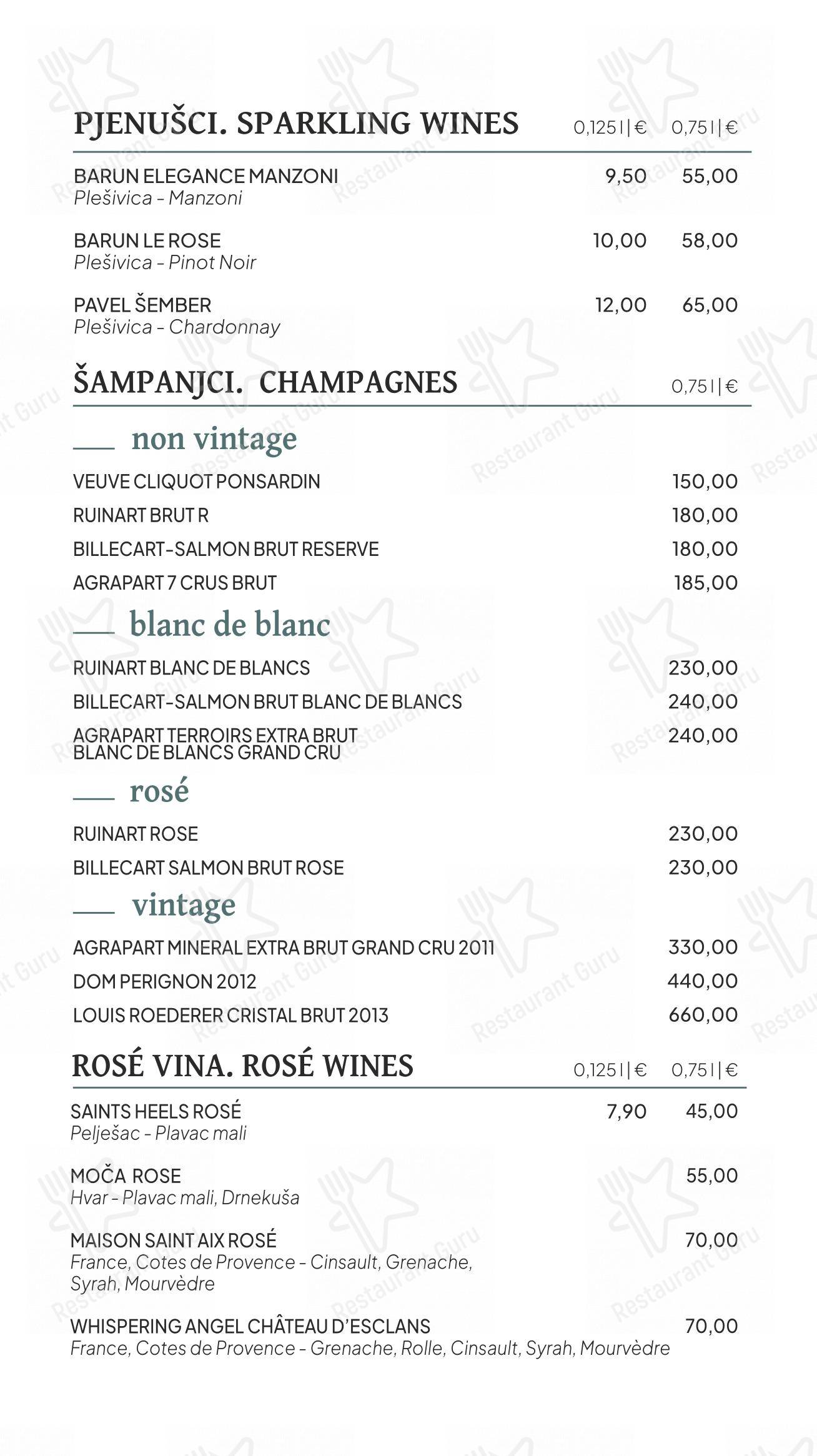 Menu bar per LAGANINI seafood • pasta • steak in Spalato