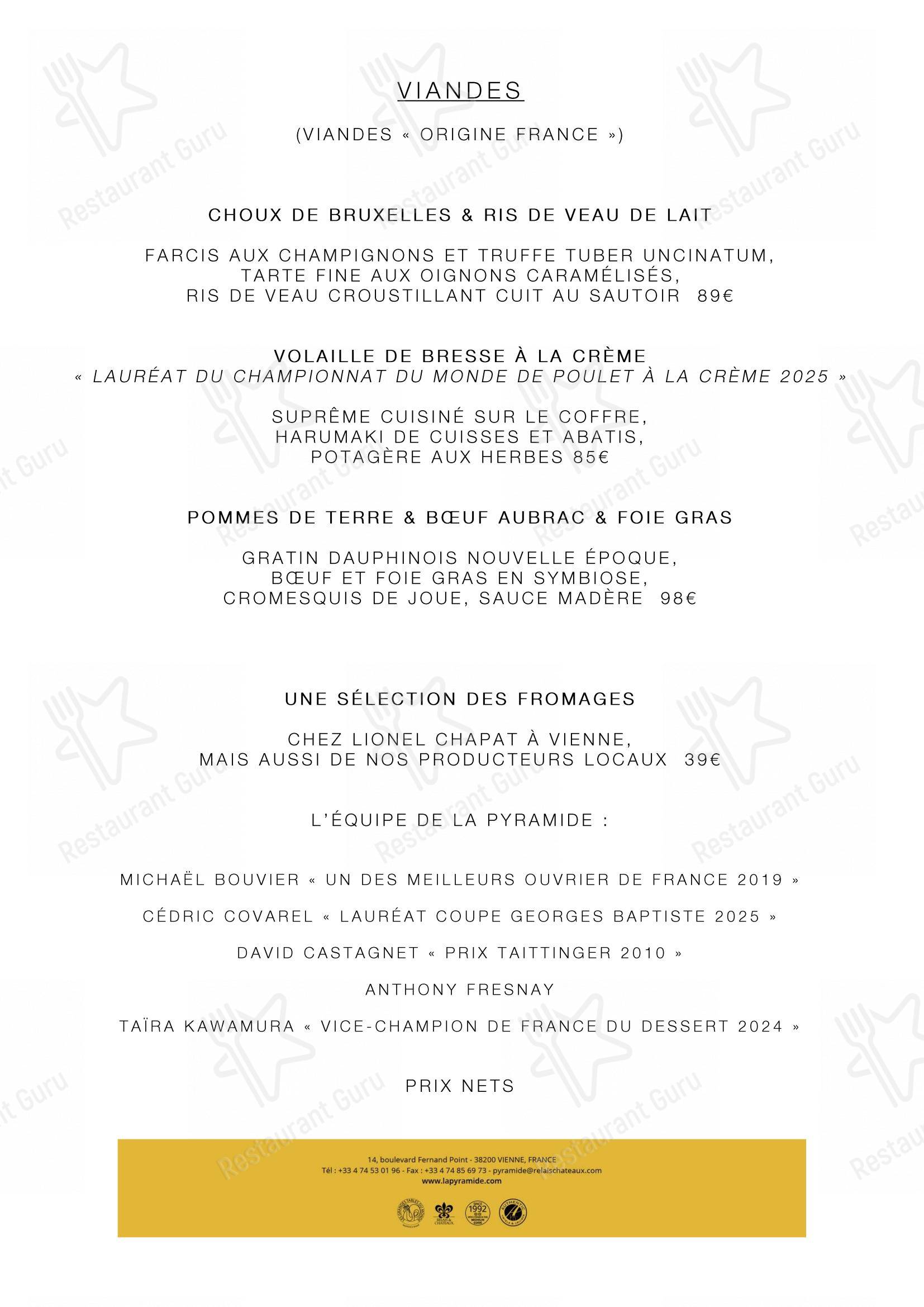 La Pyramide - Hôtel Restaurant (Isère) dans Vienne - Коктейльная карта