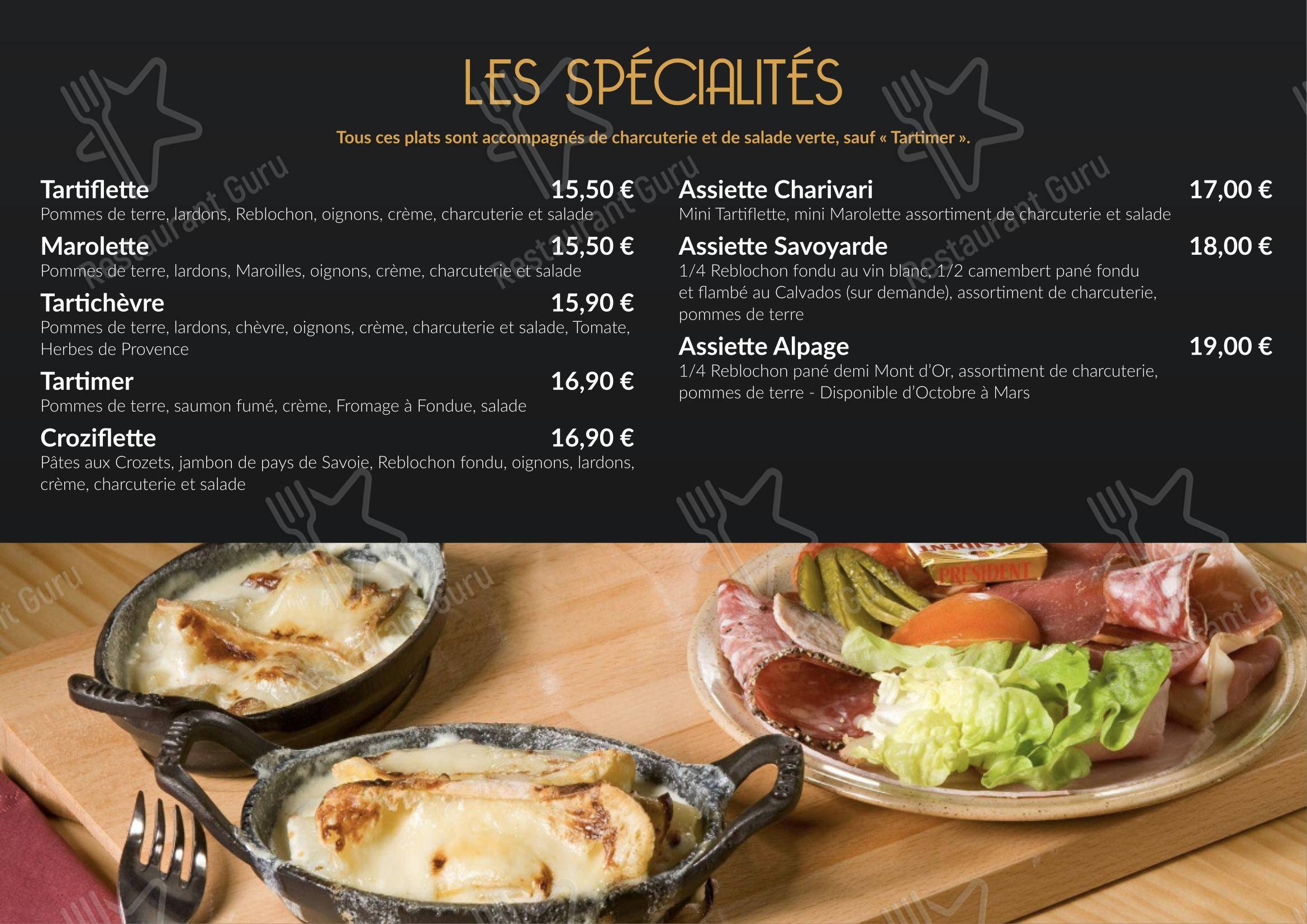 Menu pour Le Ch'ti Charivari dans Lille