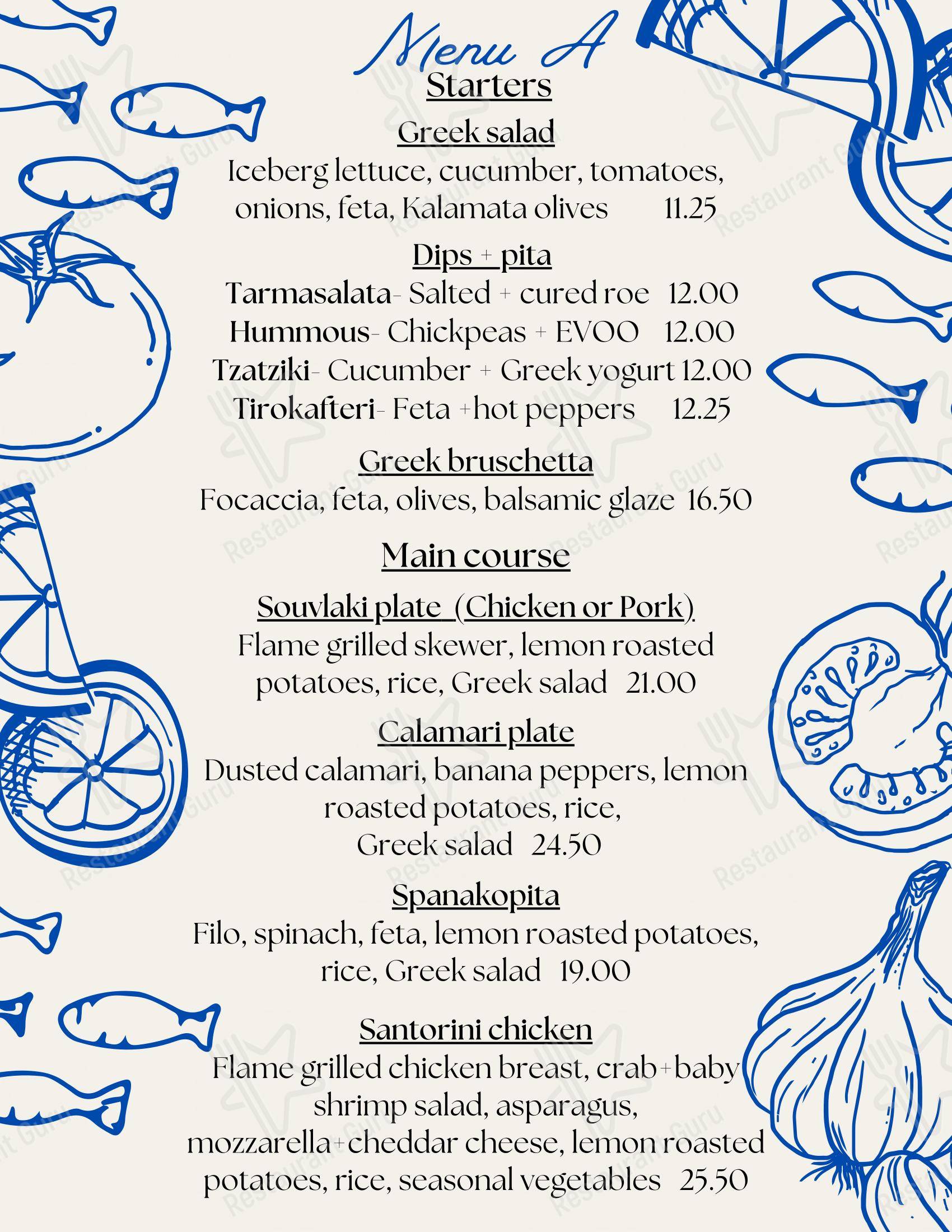 Основное меню pour Mediterraneo Greek Family Restaurant dans Waterloo