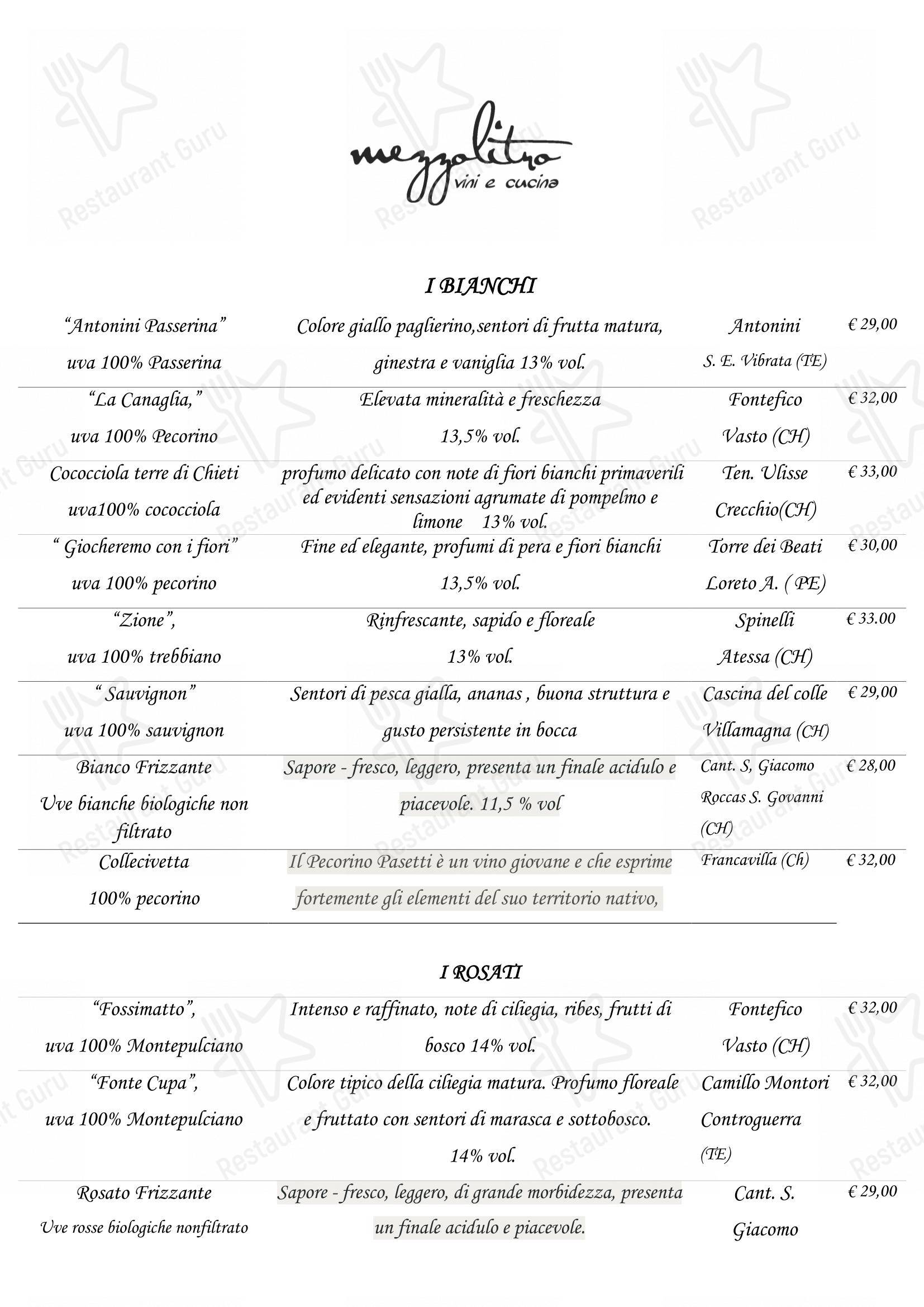 Menu bar per Mezzolitro • vini e cucina Ristorante abruzzese in Rho