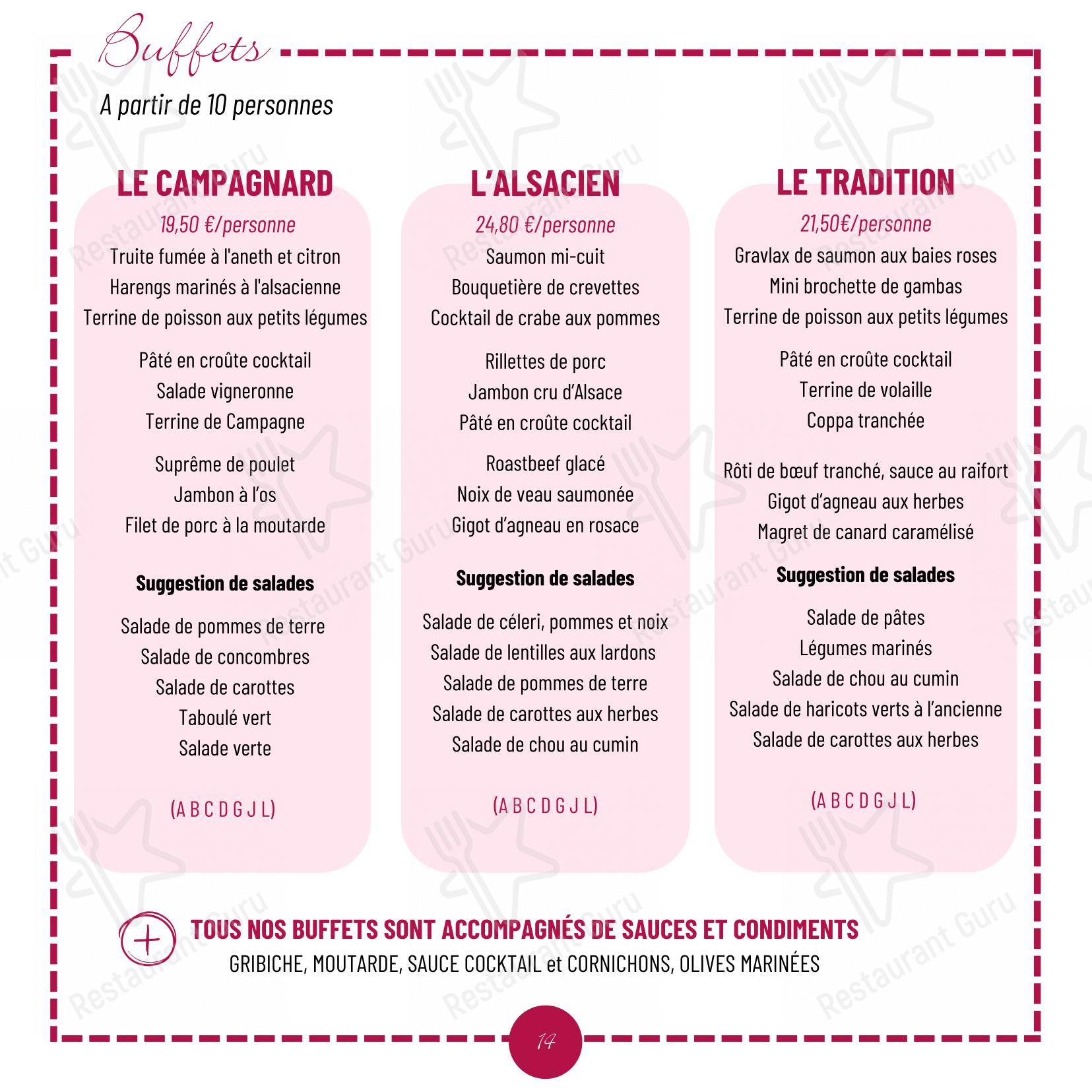 Restaurant Le Bonaventure dans Colmar - Menu bar