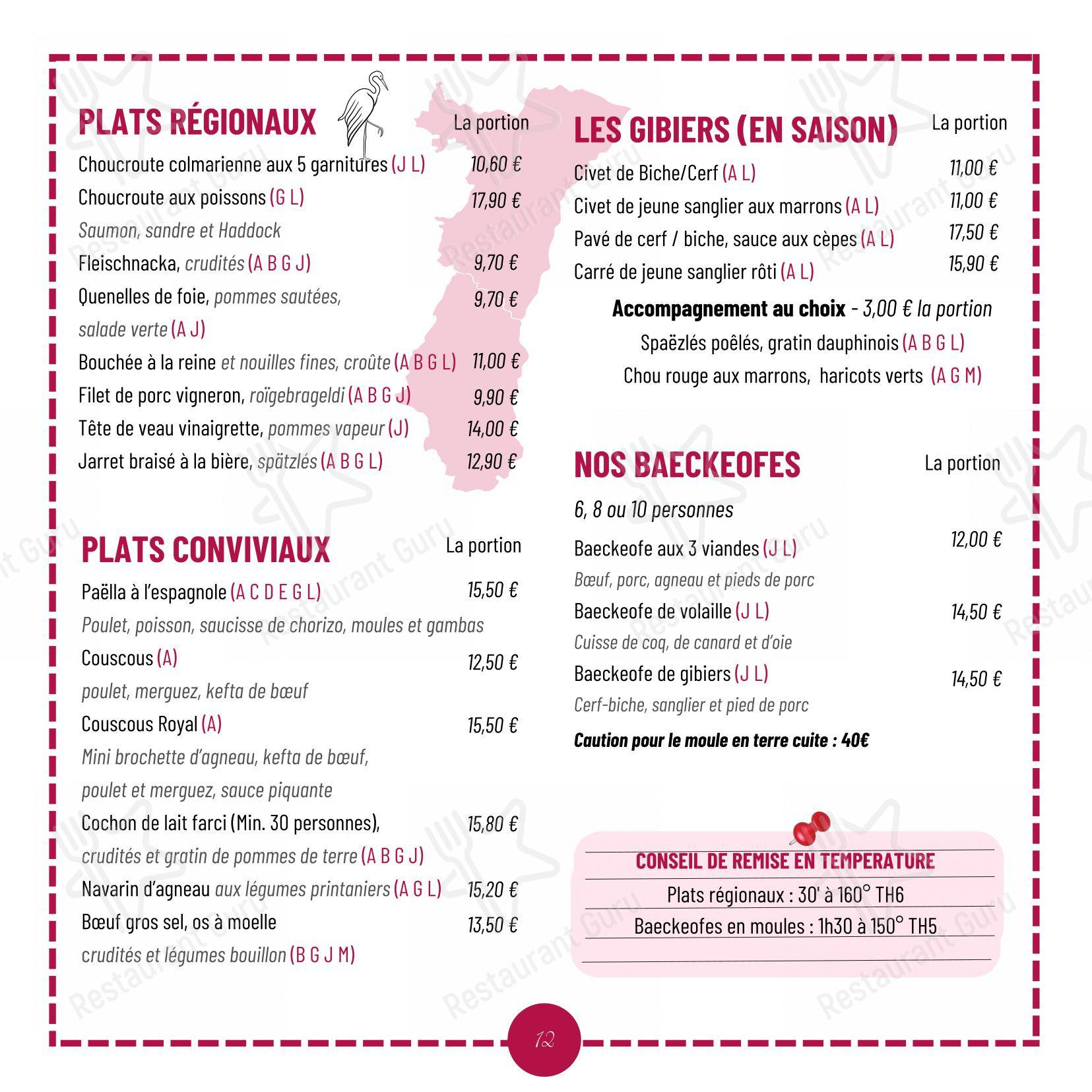 Restaurant Le Bonaventure dans Colmar - Menu bar