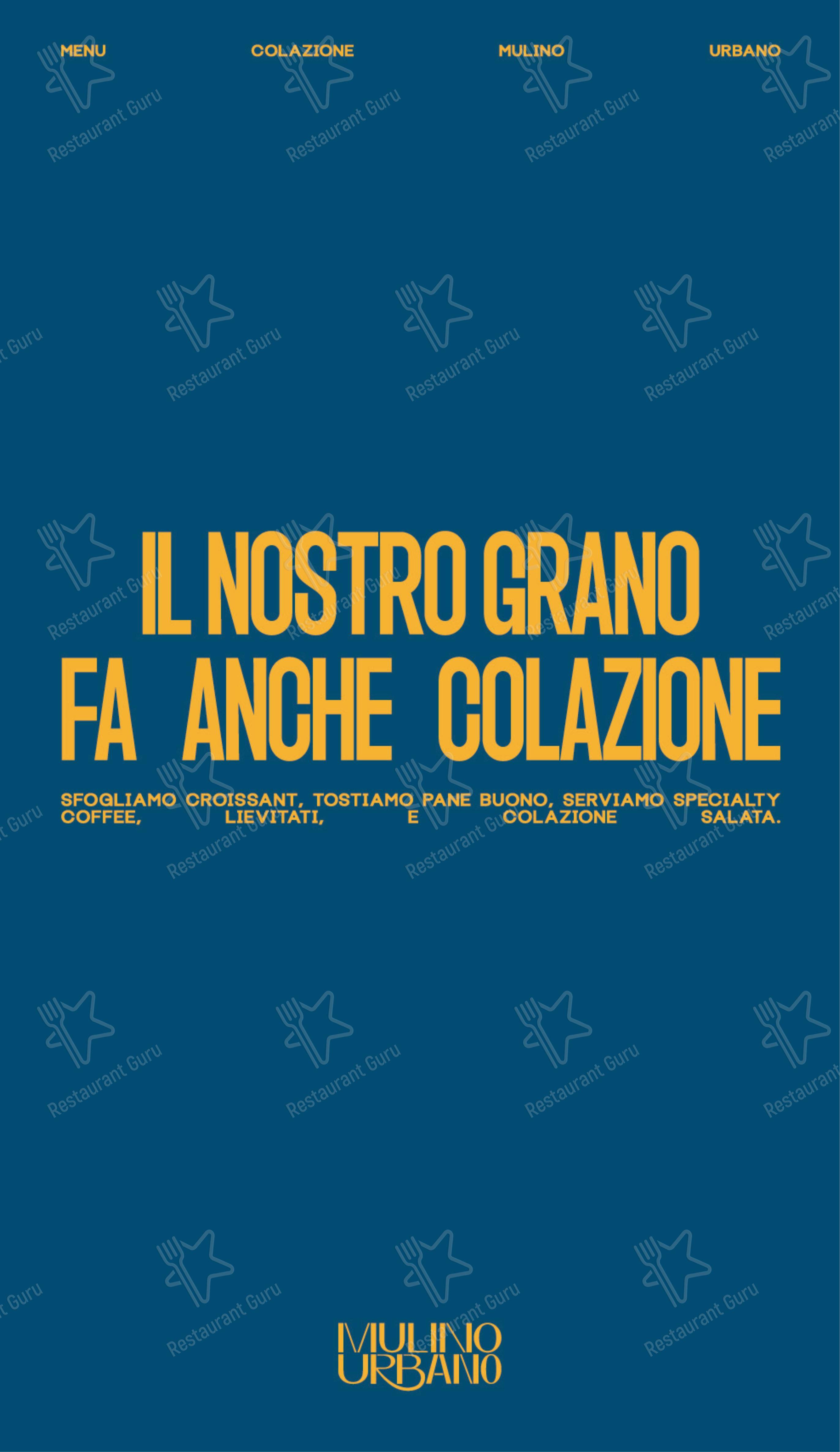 Menu di Mulino Urbano - Menu