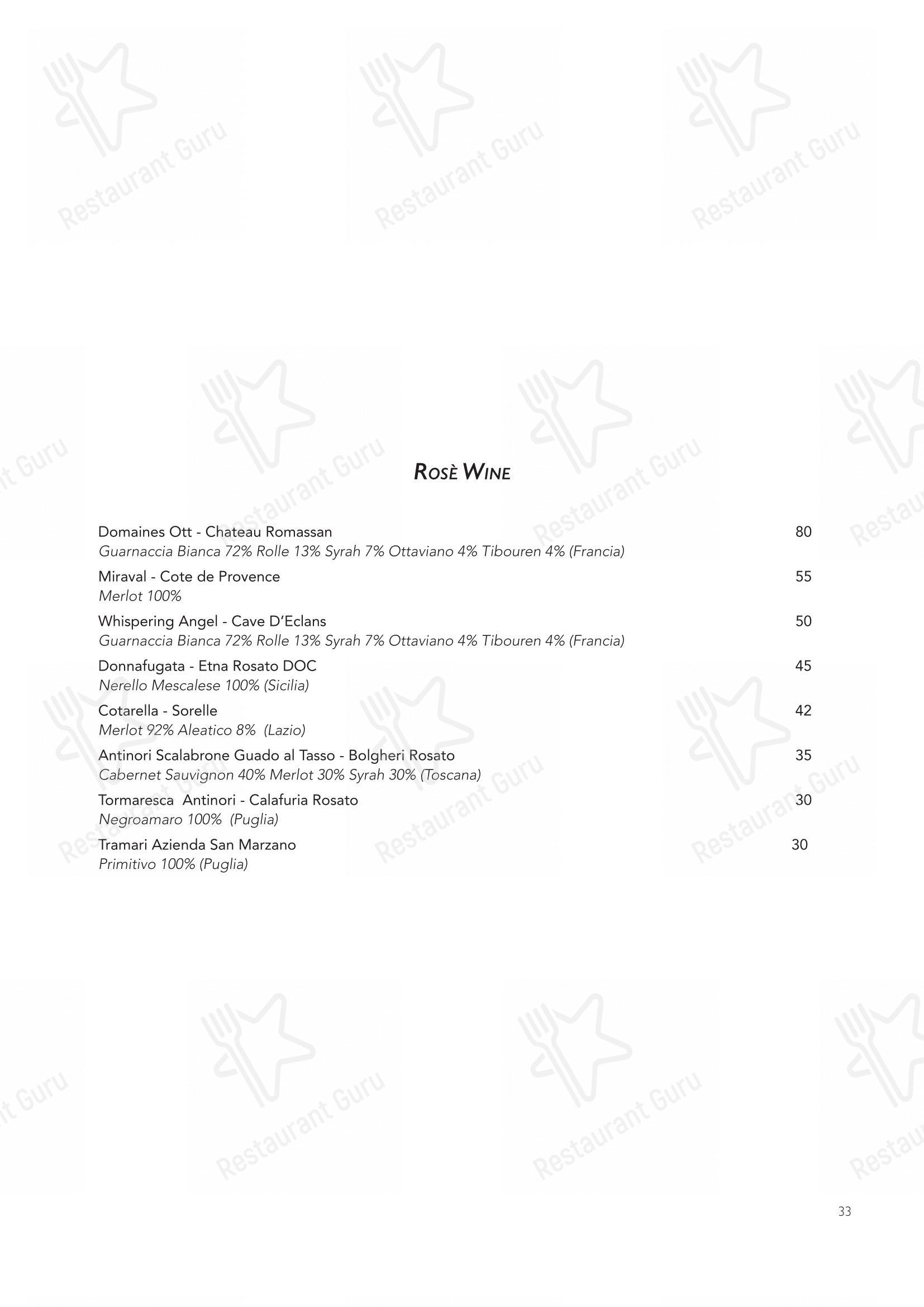 Menu bar per Nojo ristorante