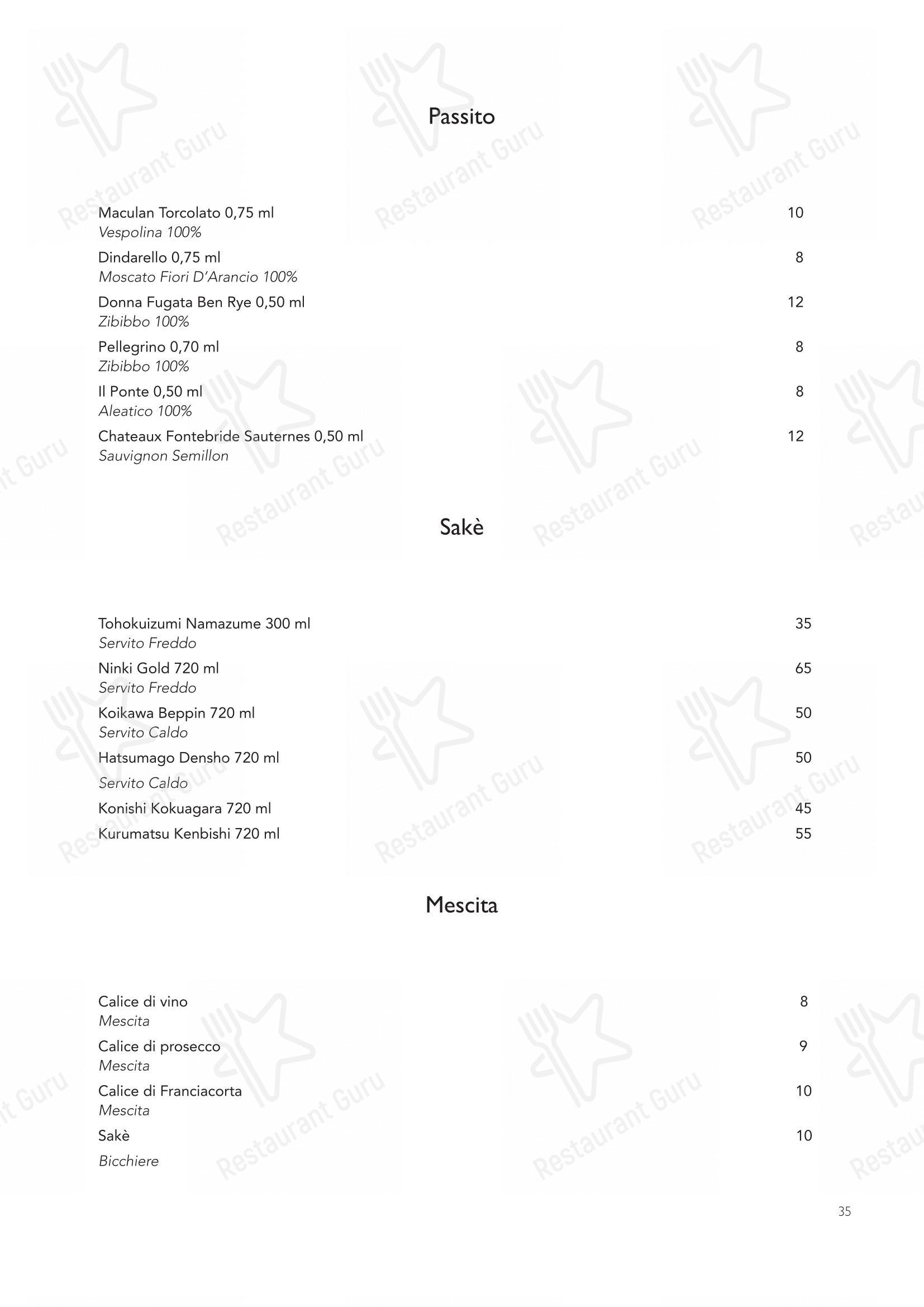 Menu bar per Nojo ristorante