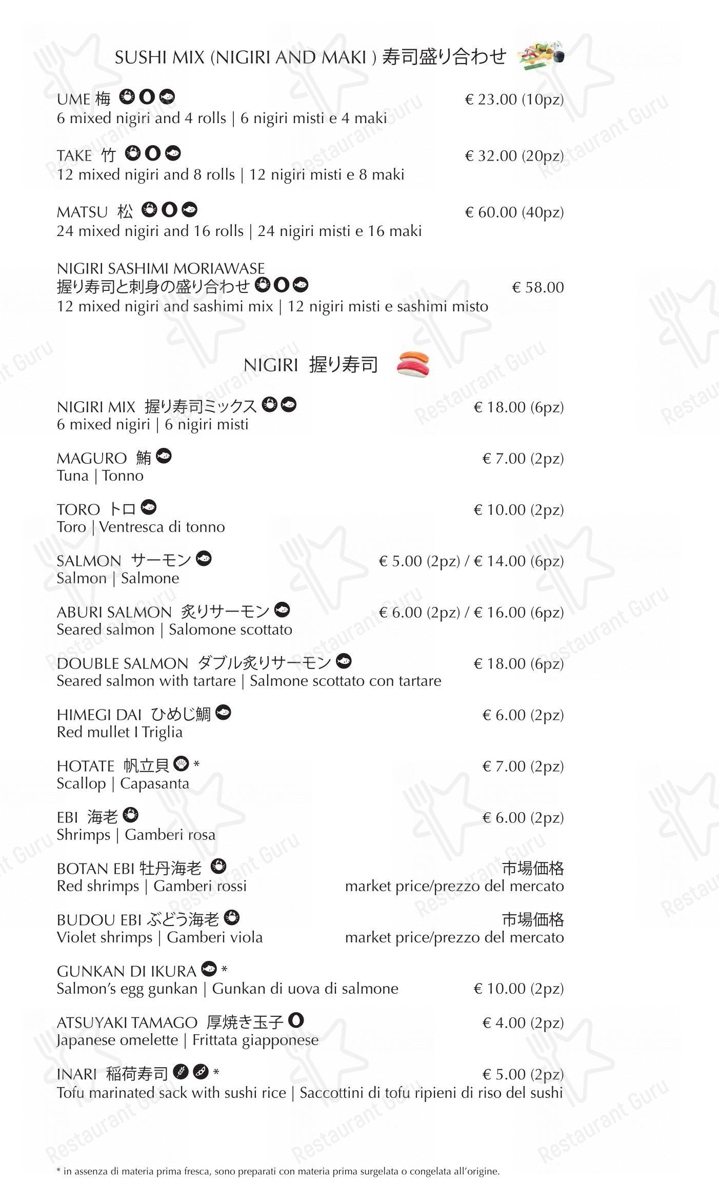 Menu per Nomisan Sushi Ristorante Giapponese in Roma
