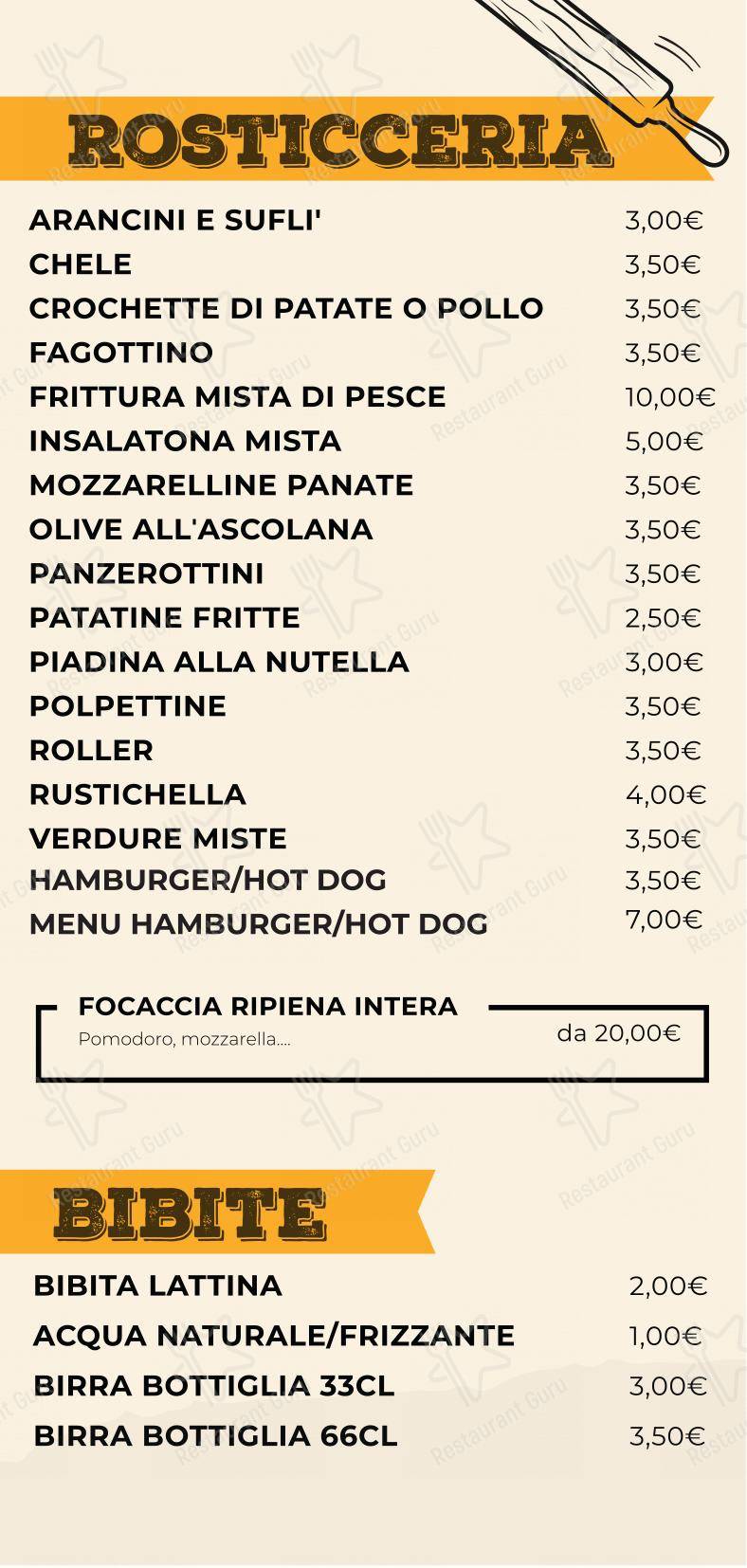 Menu bar per Non Solo Pizza pizzeria