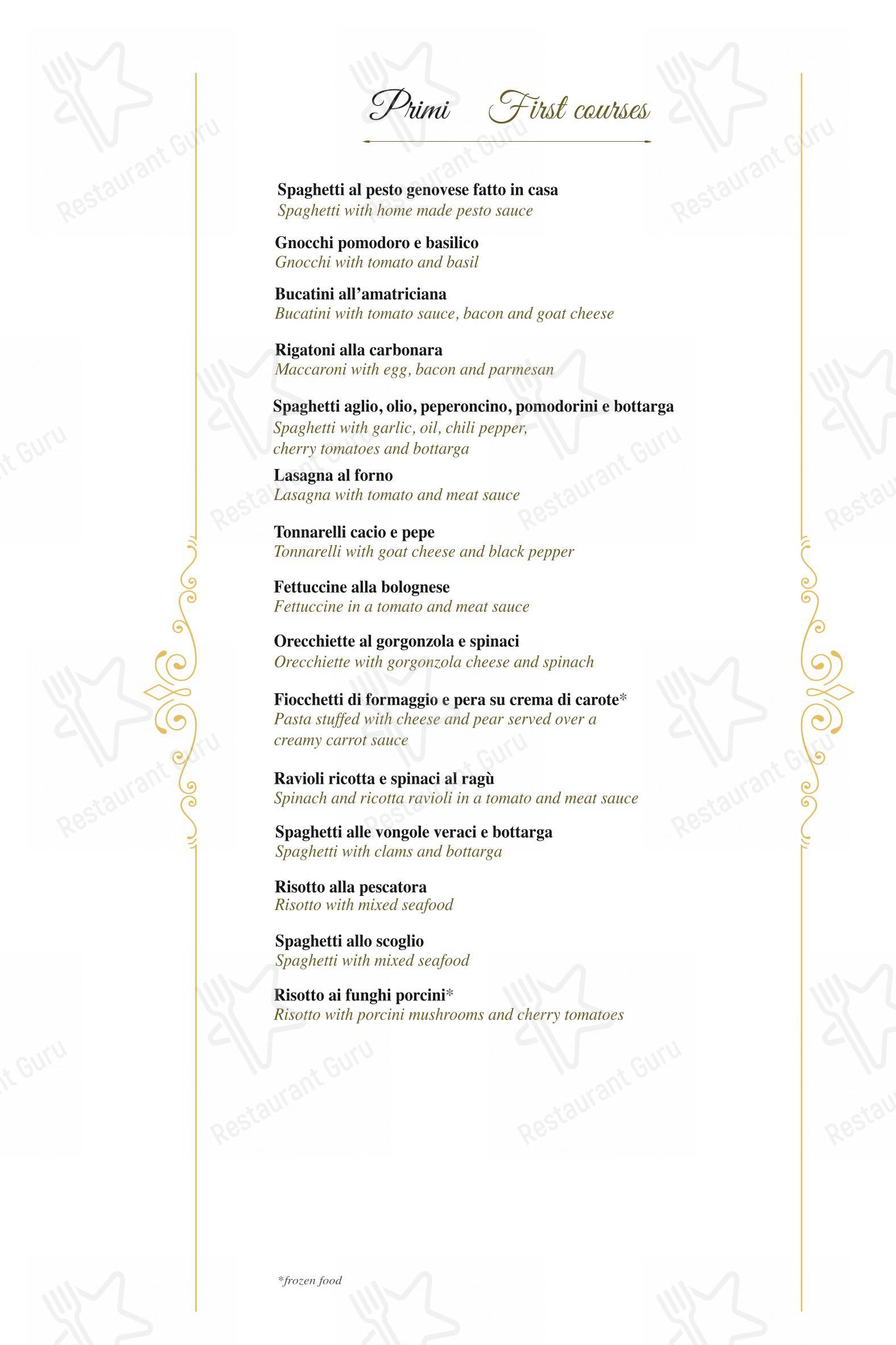 Menu per Osteria dell'Anima pub & bar