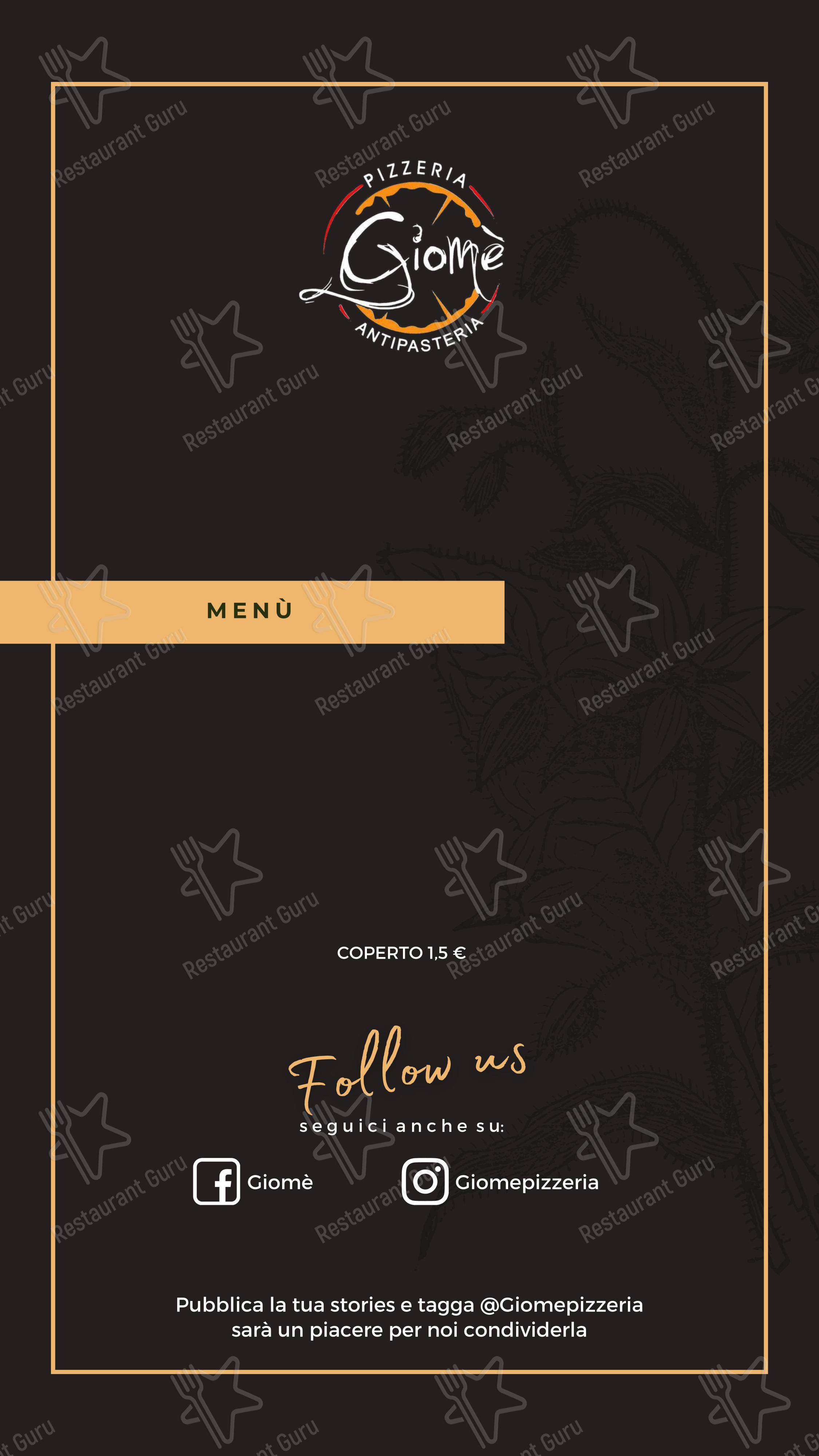 Menu per Pizzeria Antipasteria Giomè ristorante