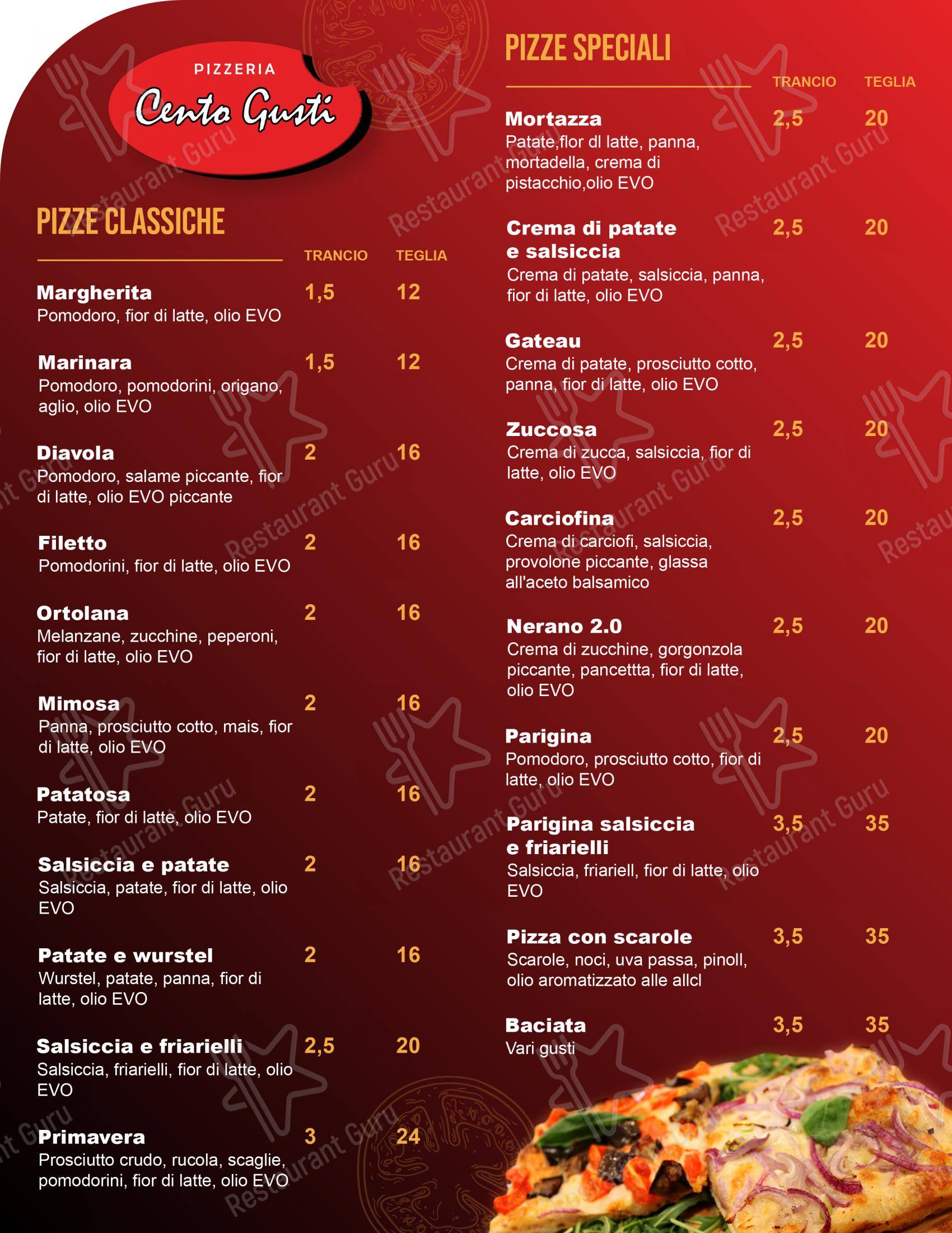 Menu di Pizzeria Cento Gusti - Menu