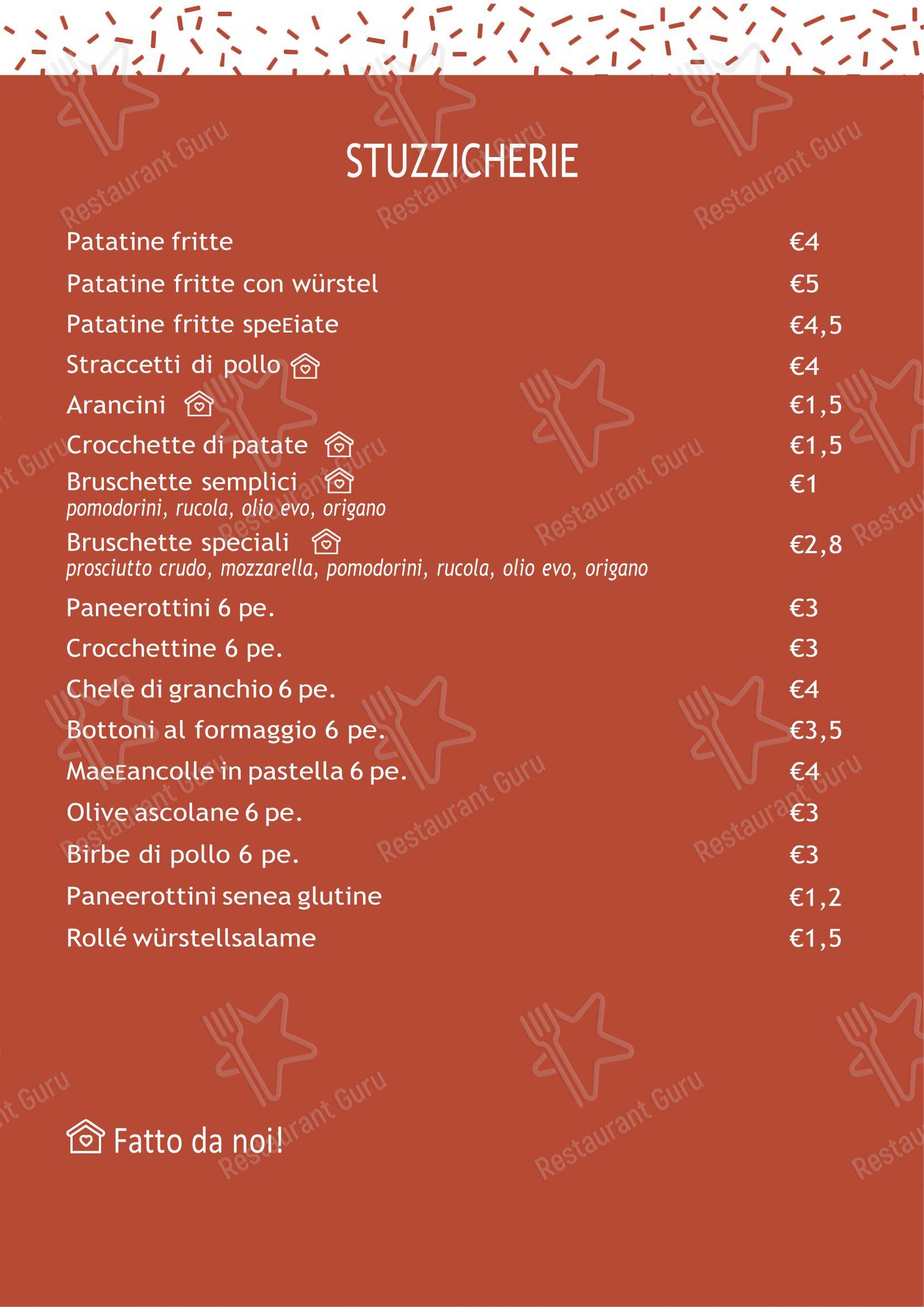 Menu per Pizzeria La Rustica ristorante
