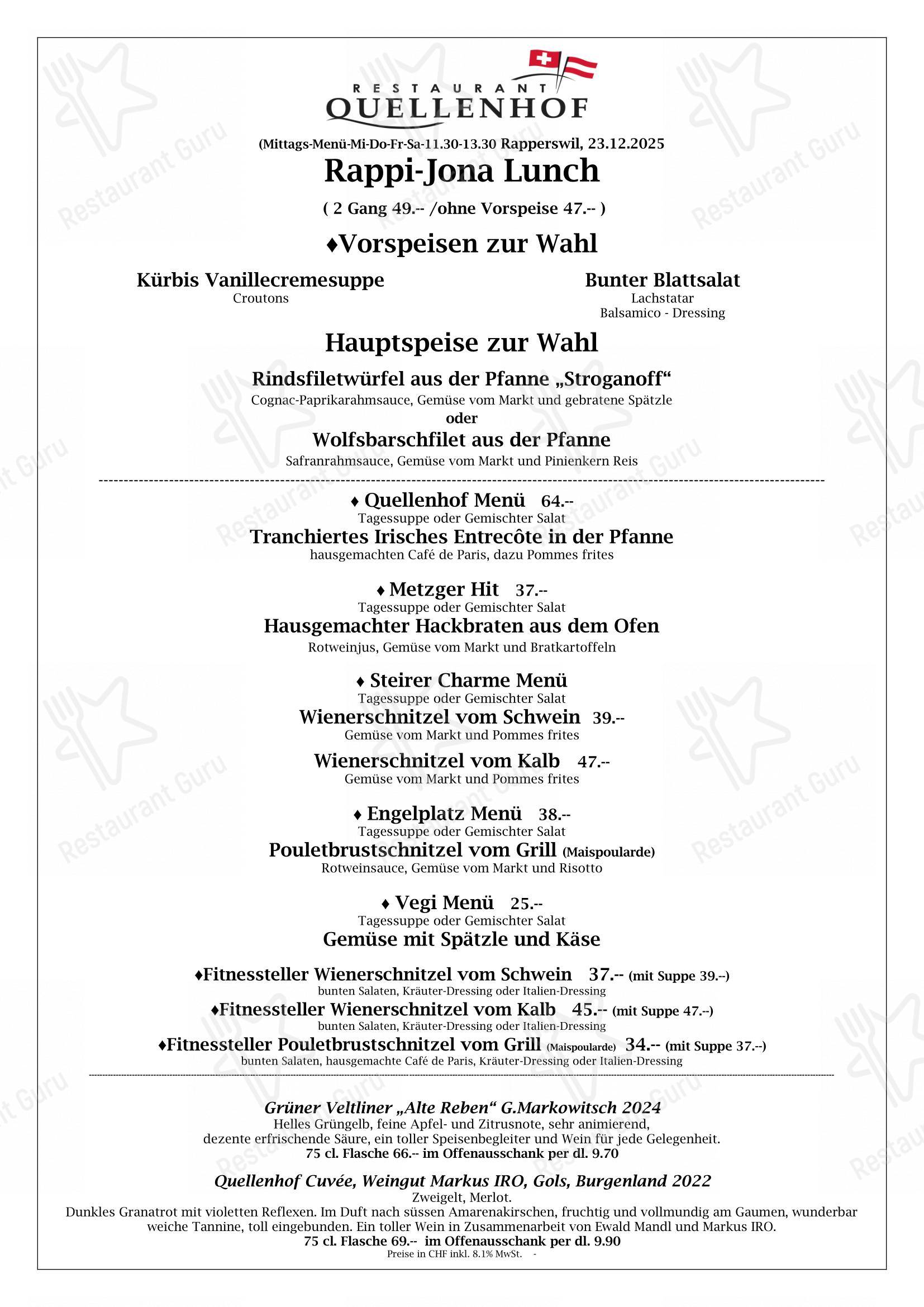 Menu di Quellenhof - Menu