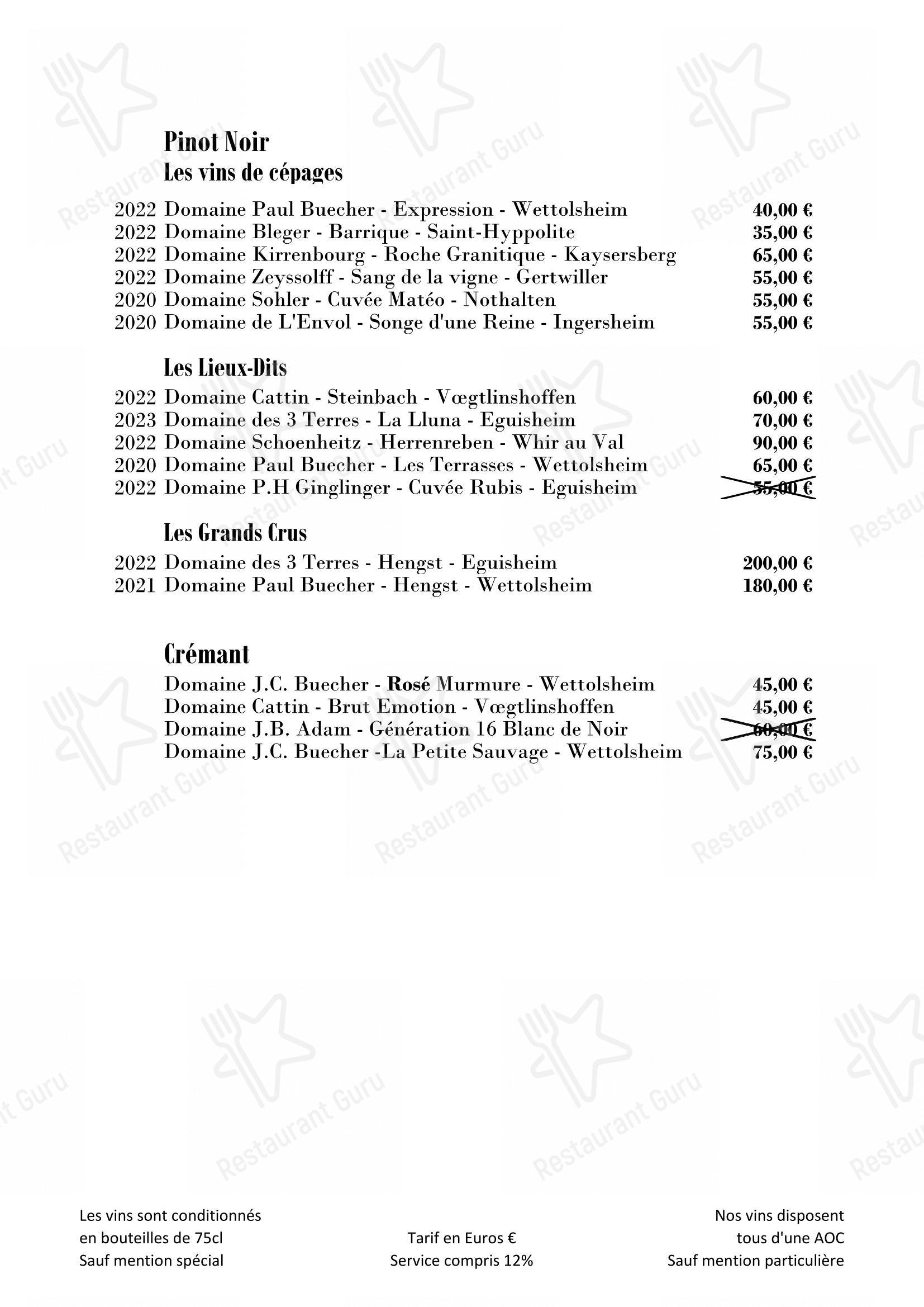 Крафт меню pour A l'Échevin restaurant