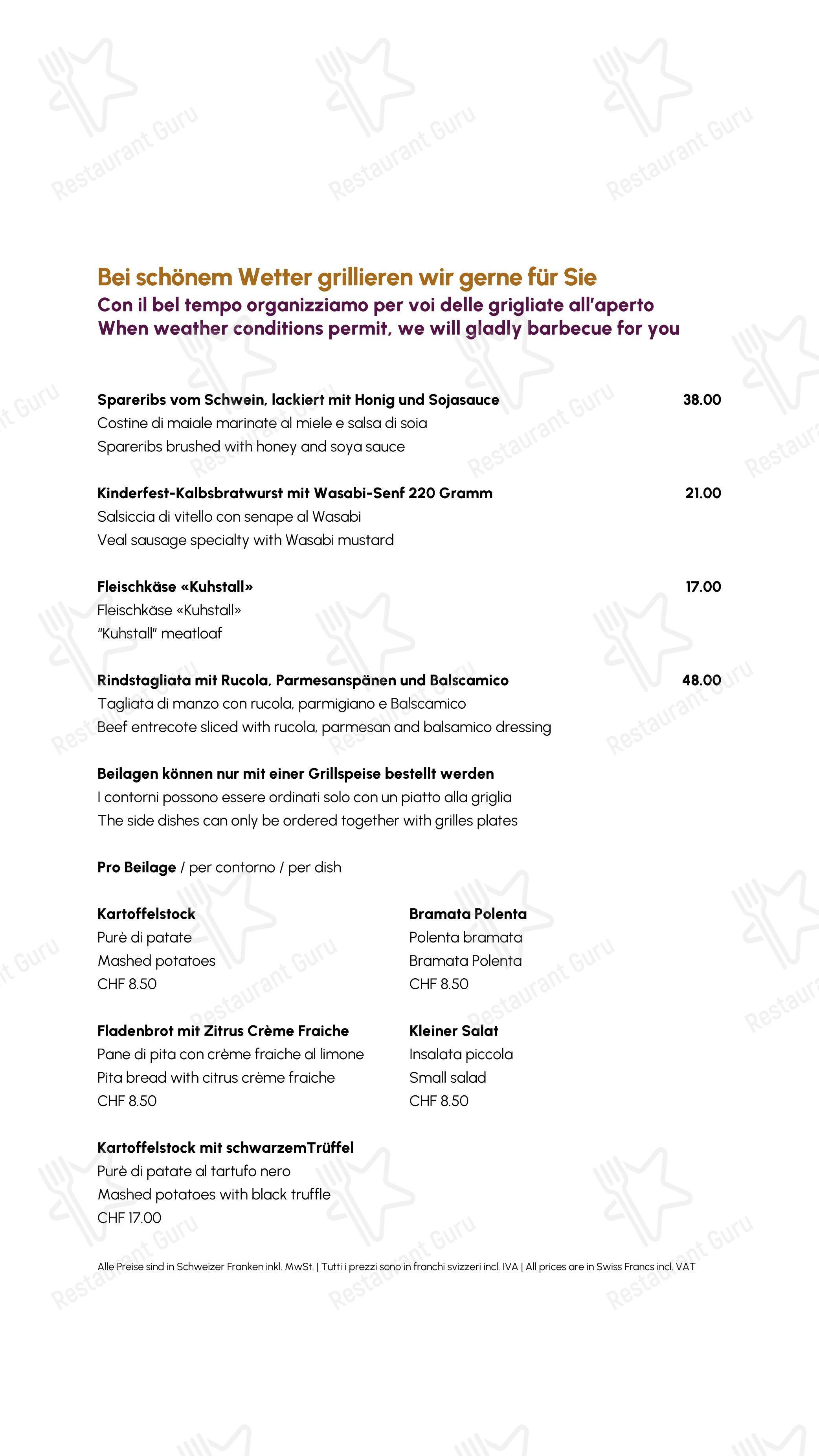 Menu di Restaurant Kuhstall - Menu