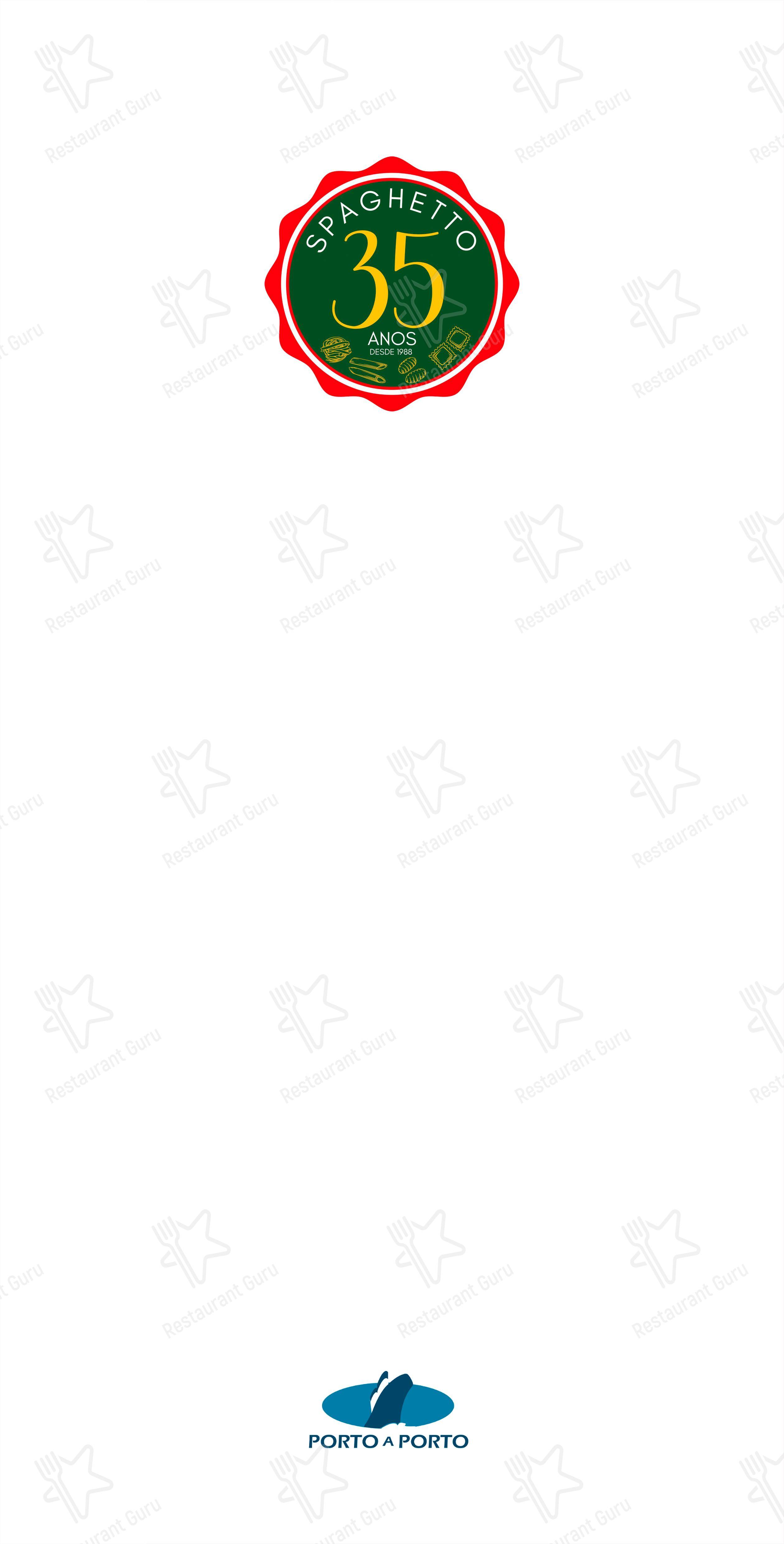 Menu para Restaurante Spaghetto em Curitiba