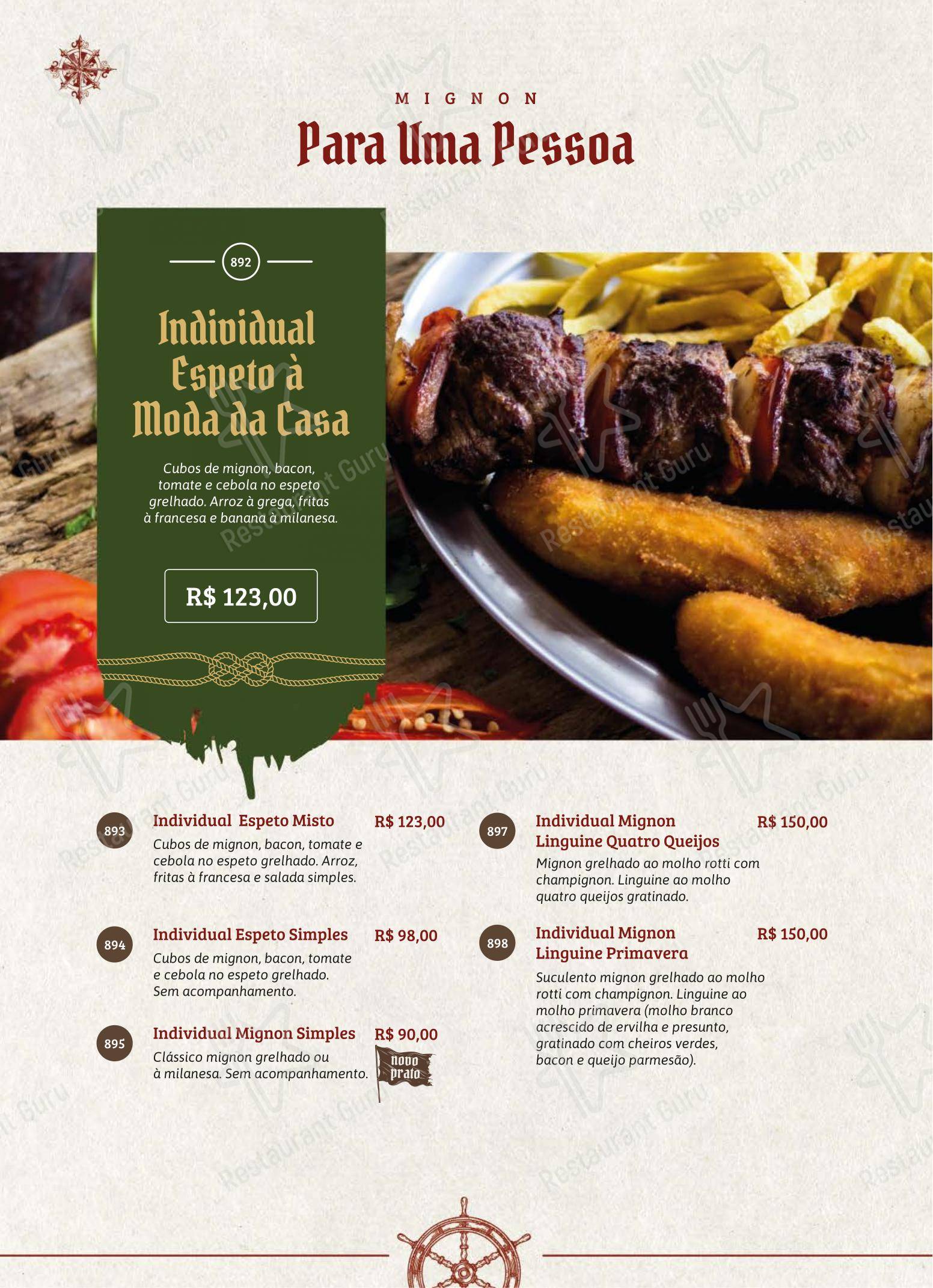 Menu bar para Restaurante Tortuga restaurante