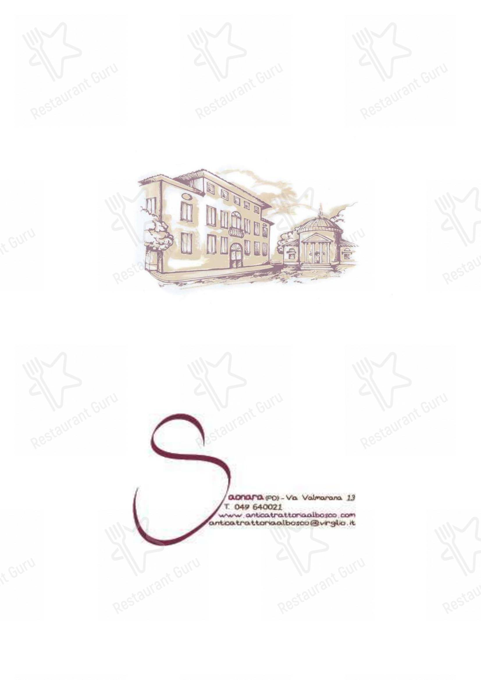 Menu di Ristorante Antica Trattoria al Bosco - 菜单