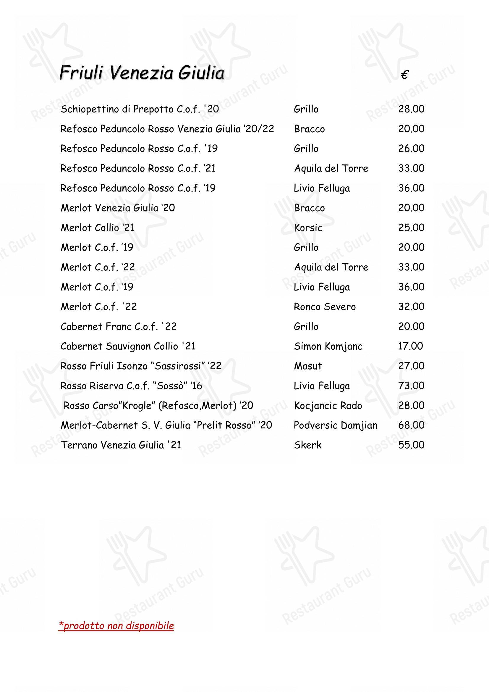 菜单 per Ristorante Antica Trattoria al Bosco ristorante