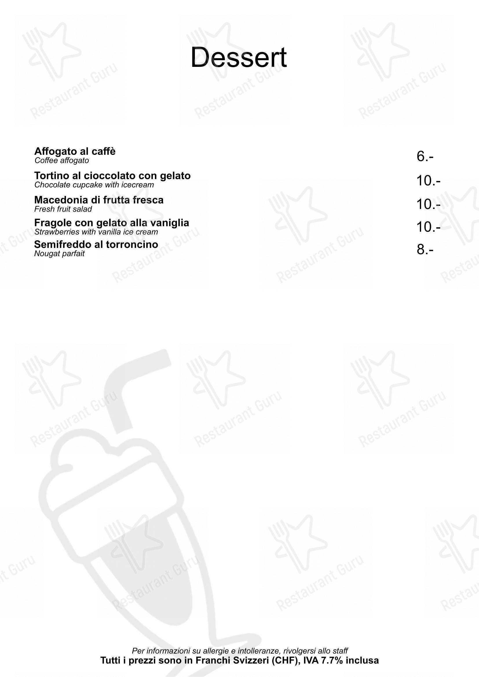 Ristorante Bar Class in Lugano - Menu bar