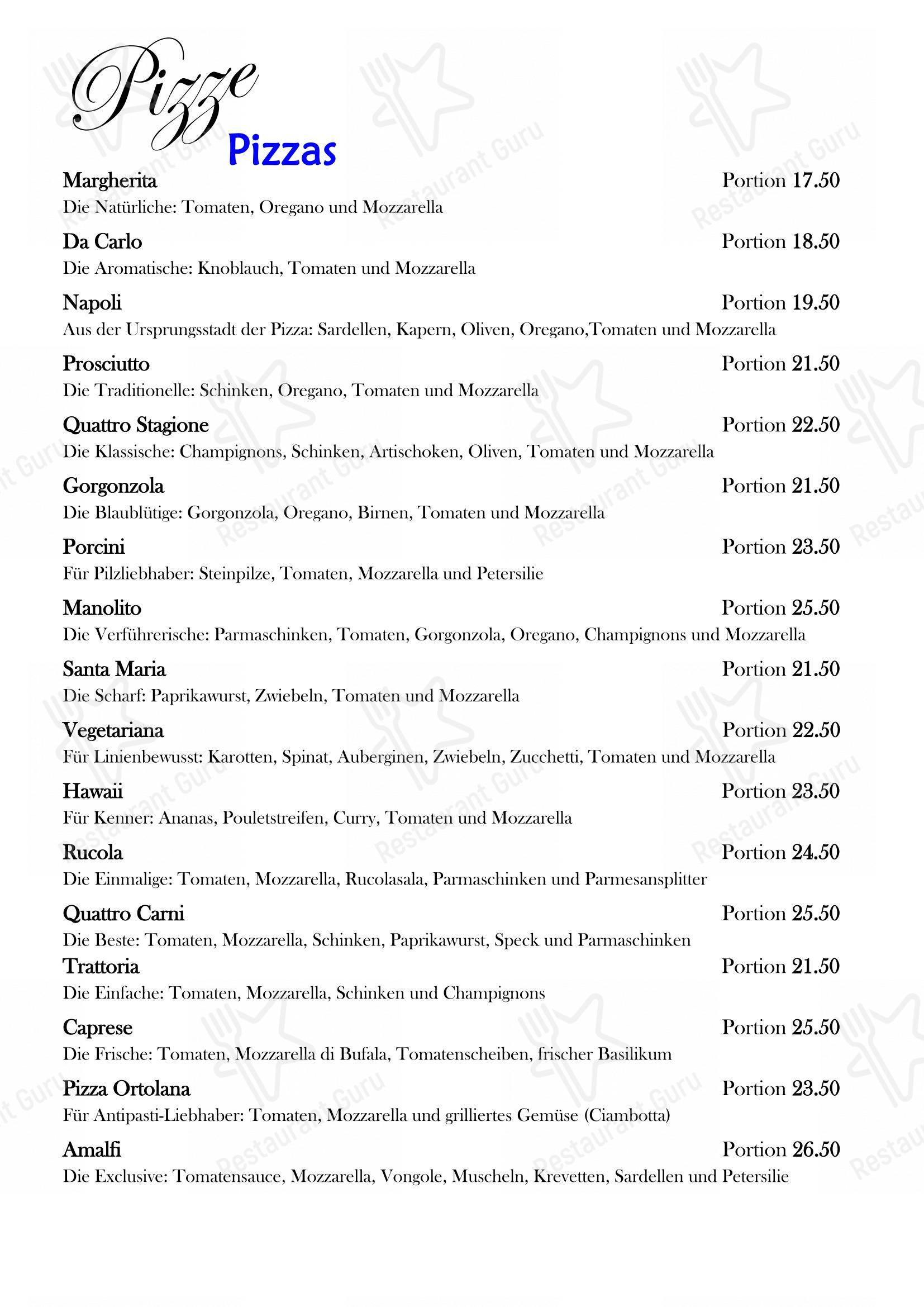 Menu bar per Ristorante Da Carlo in Berna