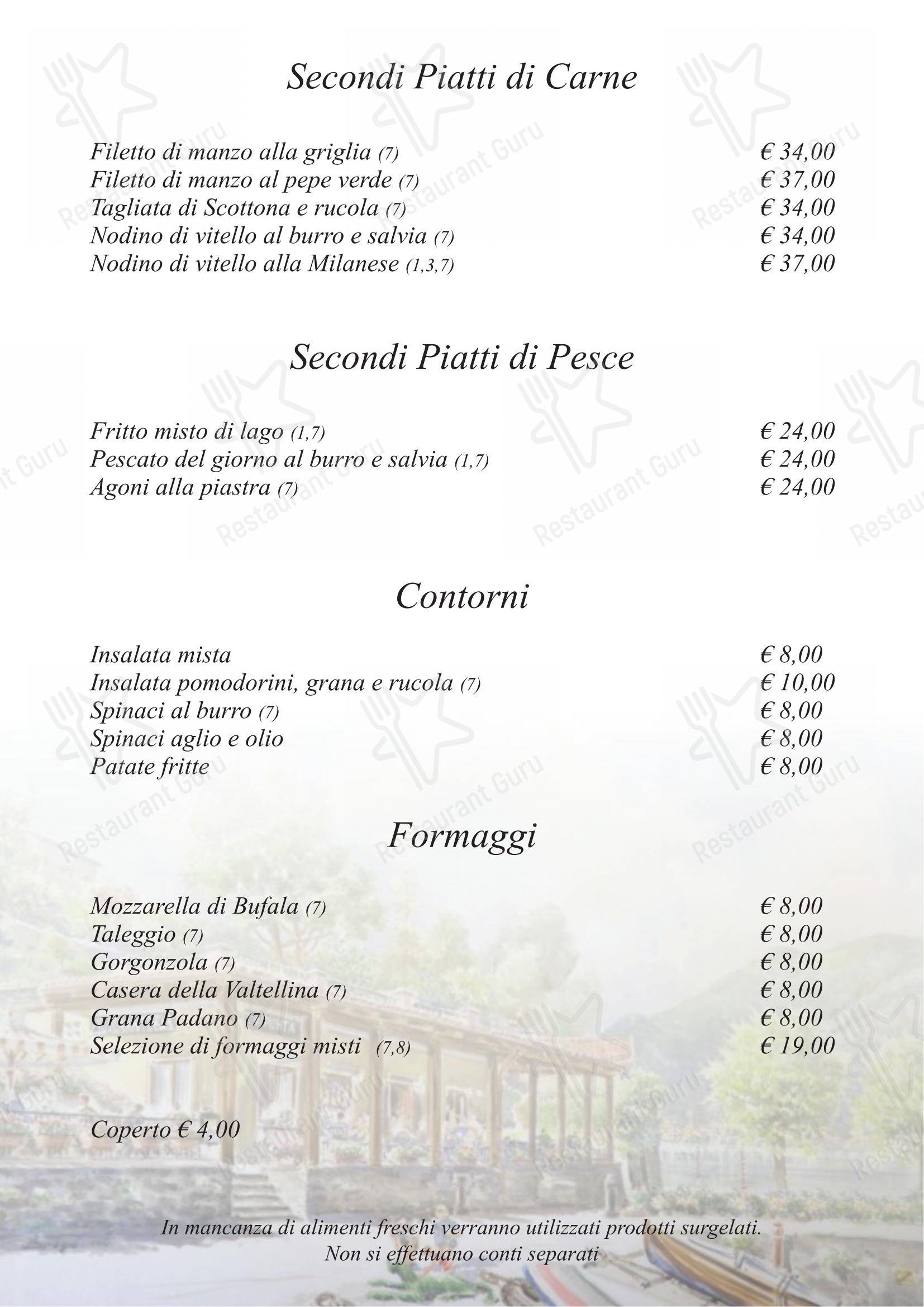 Ristorante La Punta in Bellagio - Menu bar