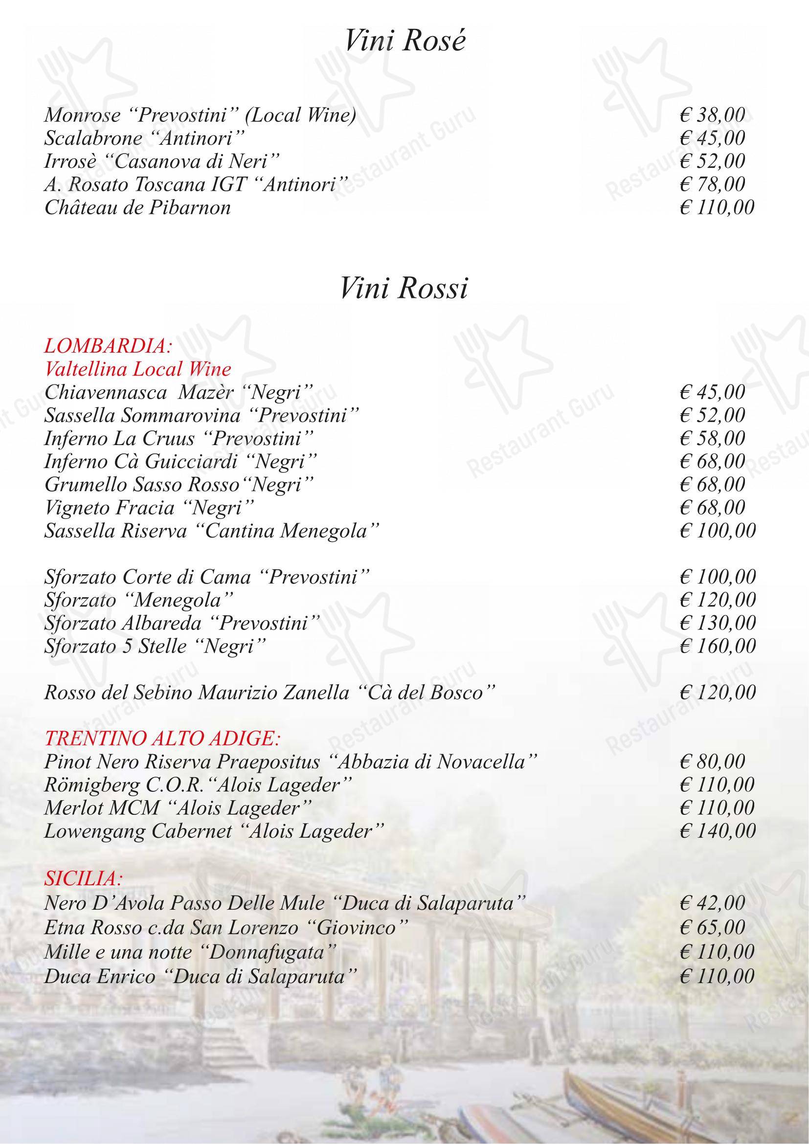 Ristorante La Punta in Bellagio - Коктейльная карта