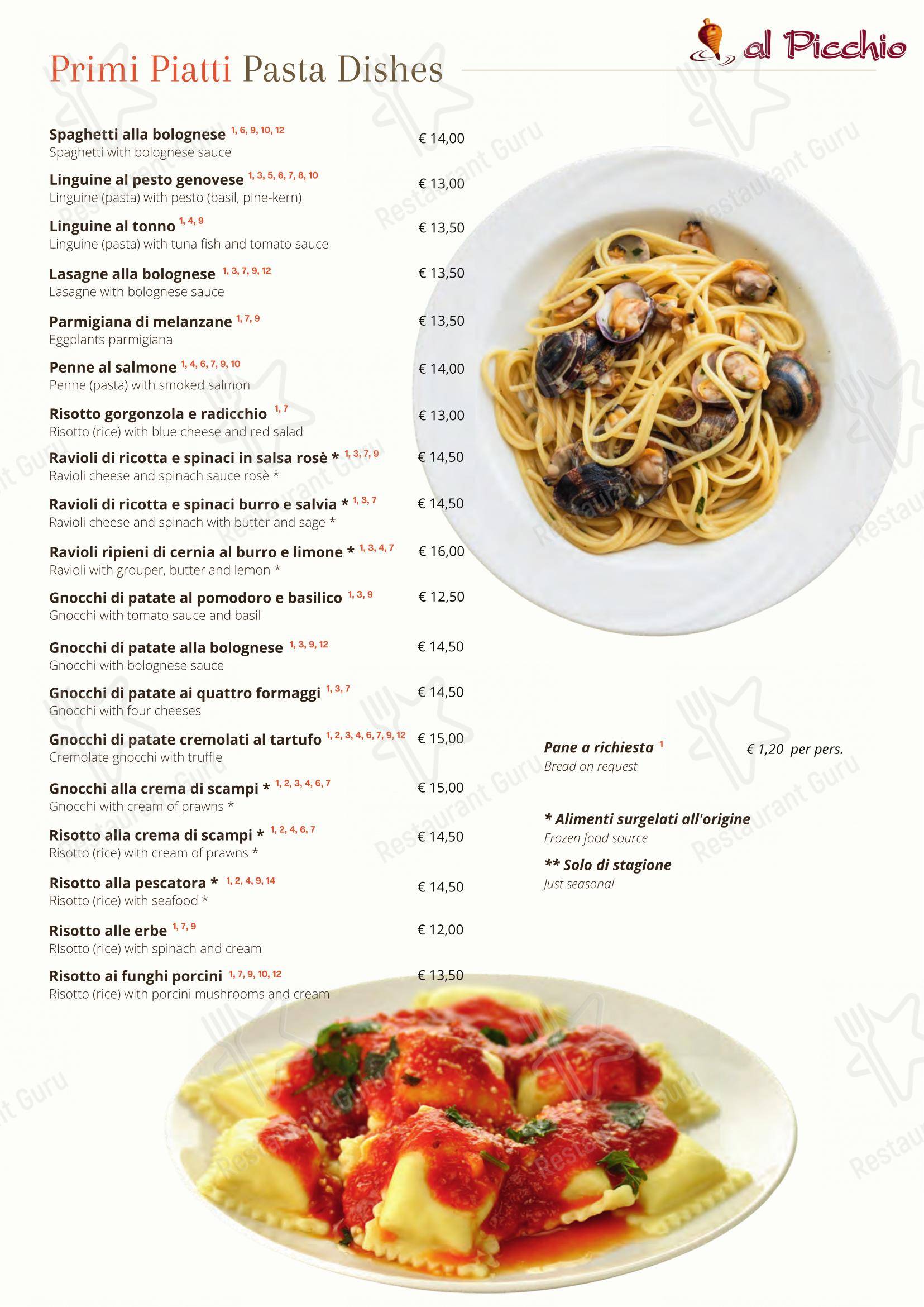 Menu per Ristorante Pizzeria Al Picchio in Roma