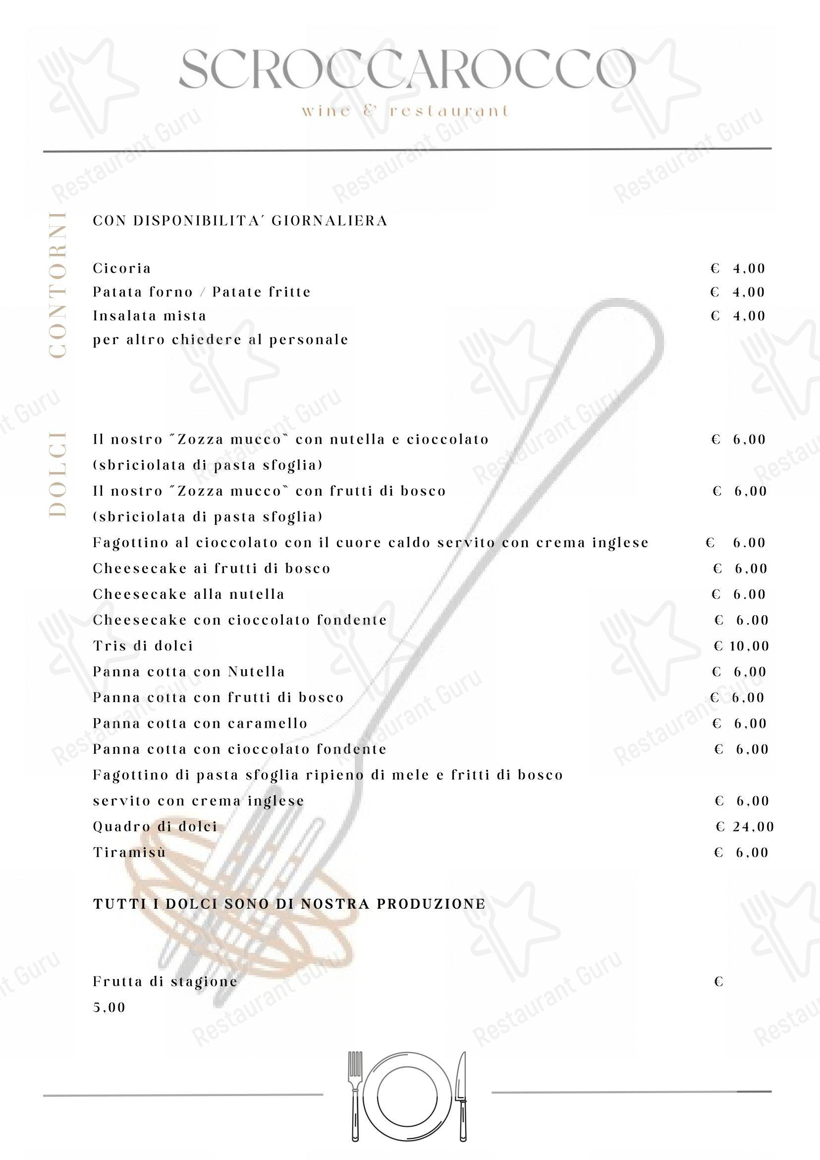 Menu per Ristorante Scroccarocco ristorante