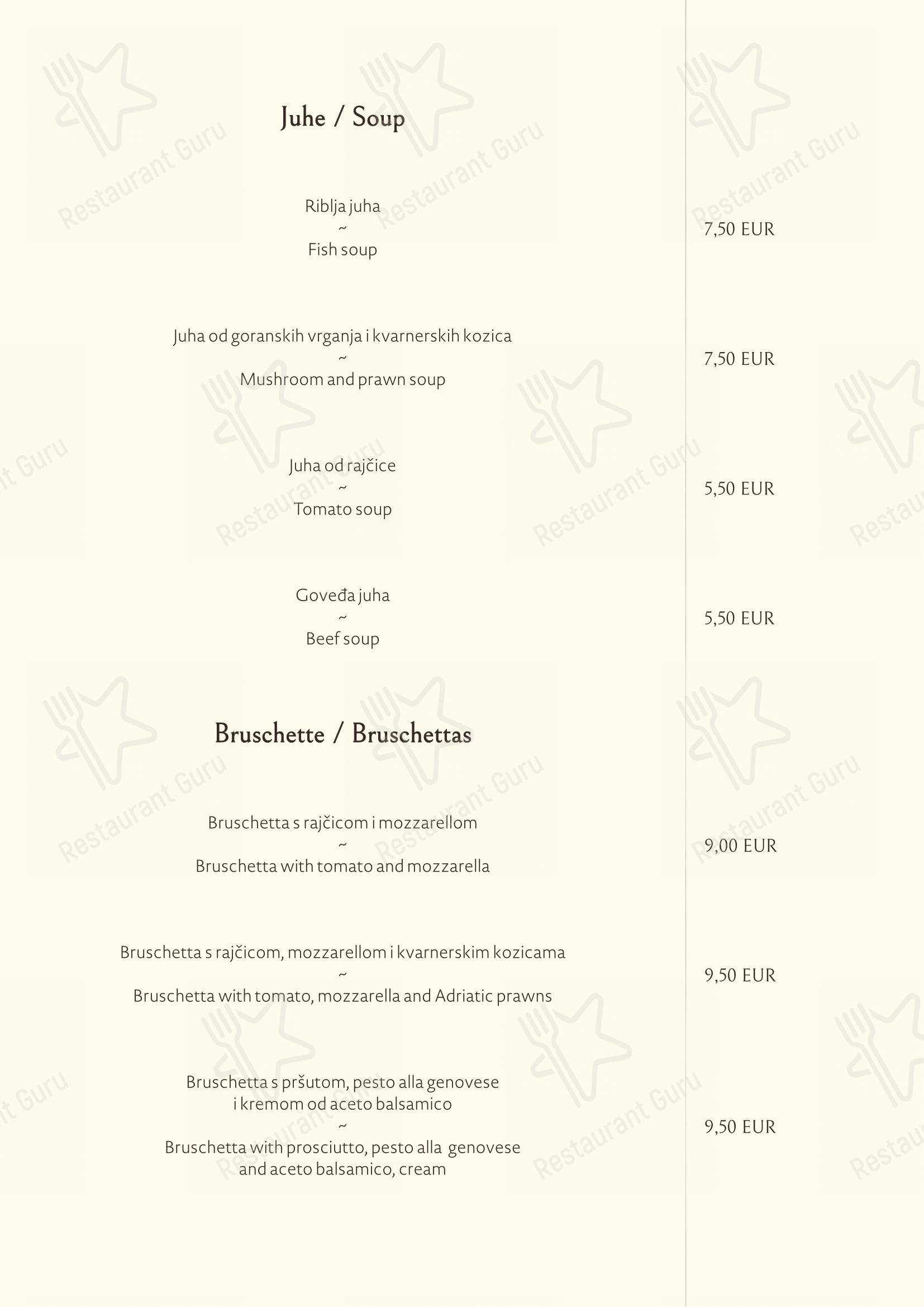 Roko in Abbazia - Menu bar