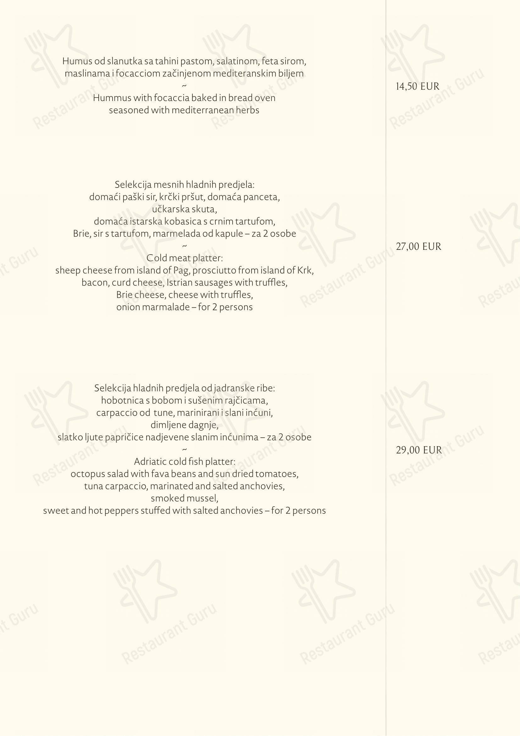 Roko in Abbazia - Menu