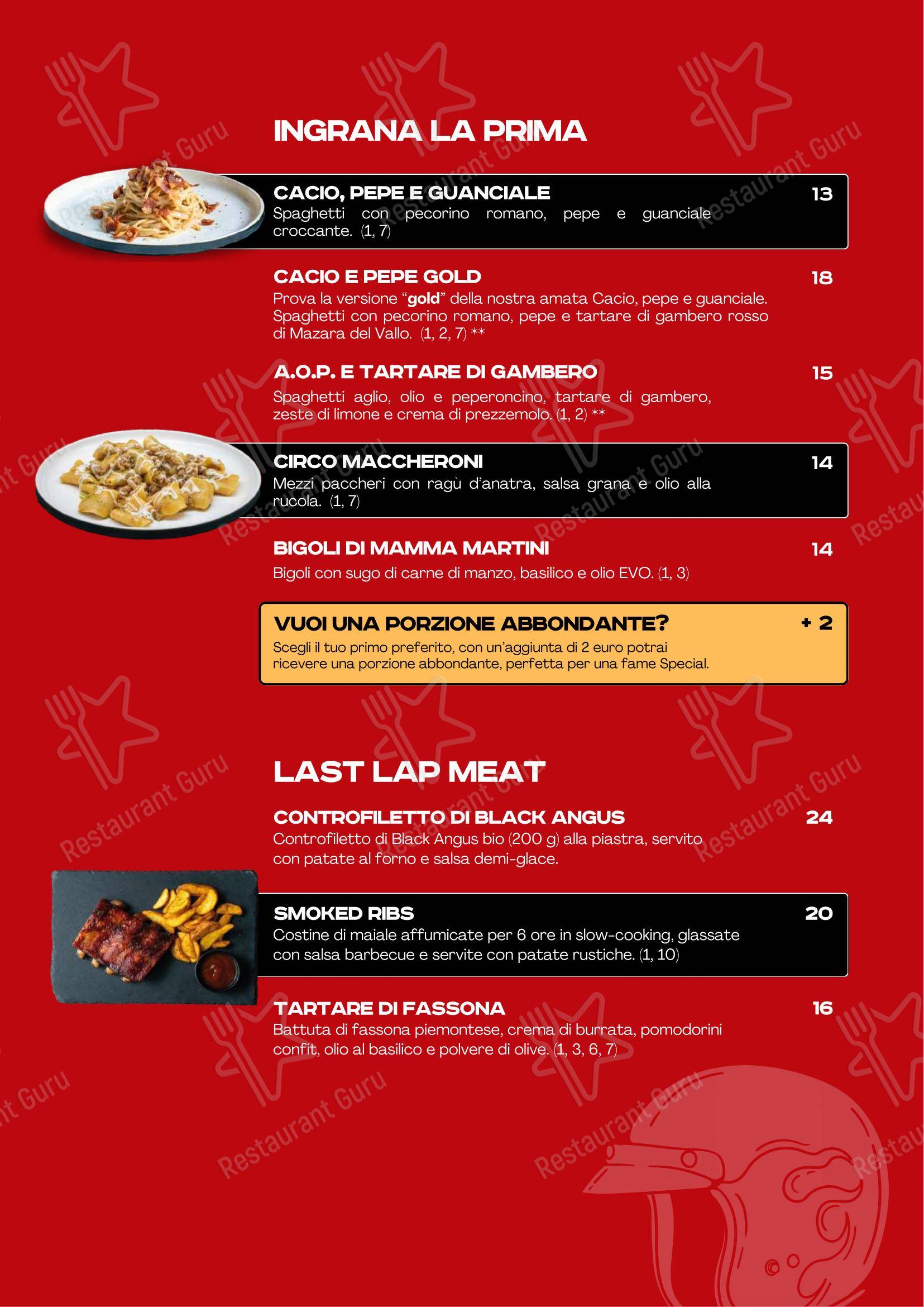 Menu per Special & Mr Martini ristorante
