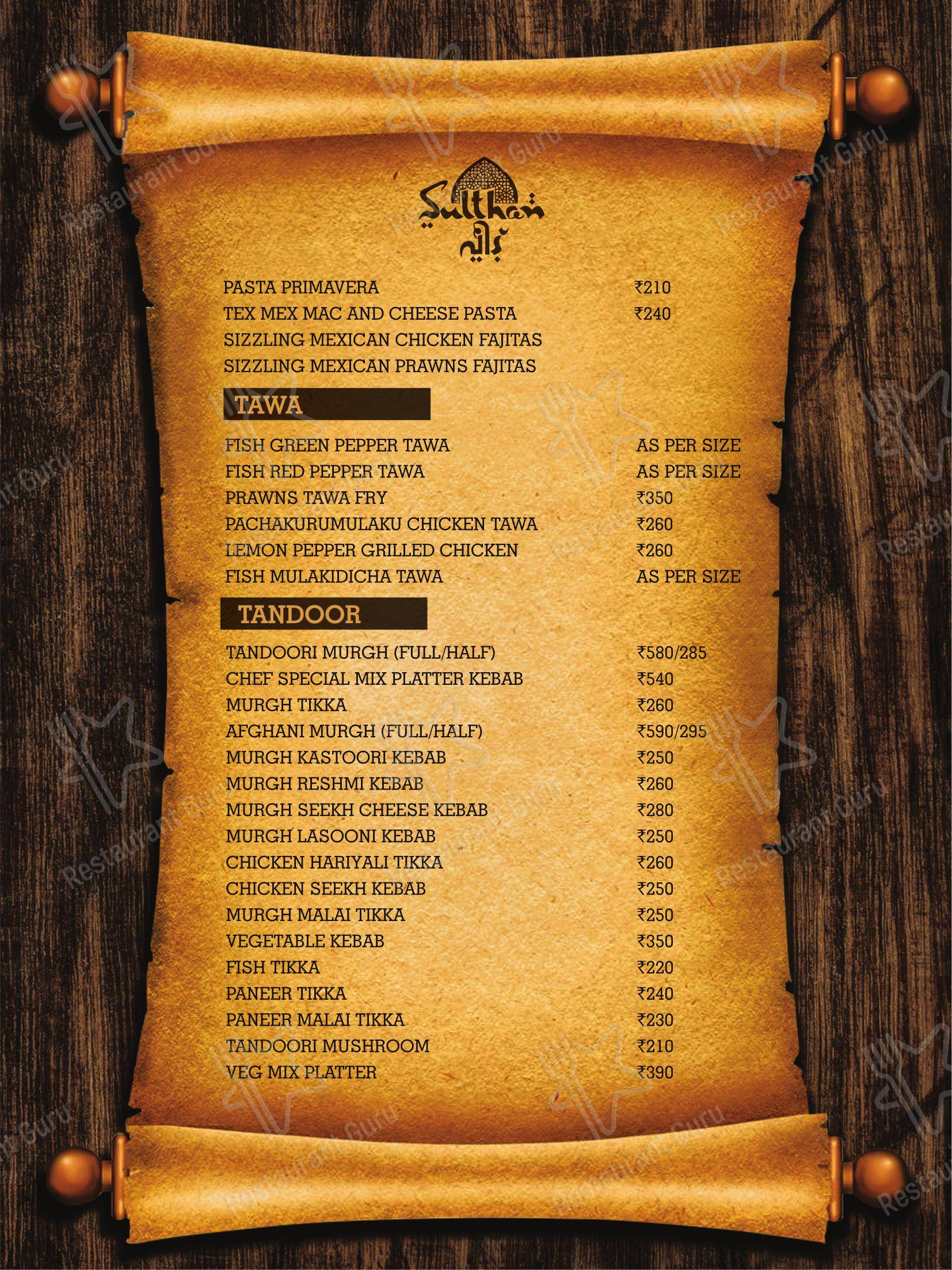 Menu for Sulthan Veedu Restaurant in Aluva