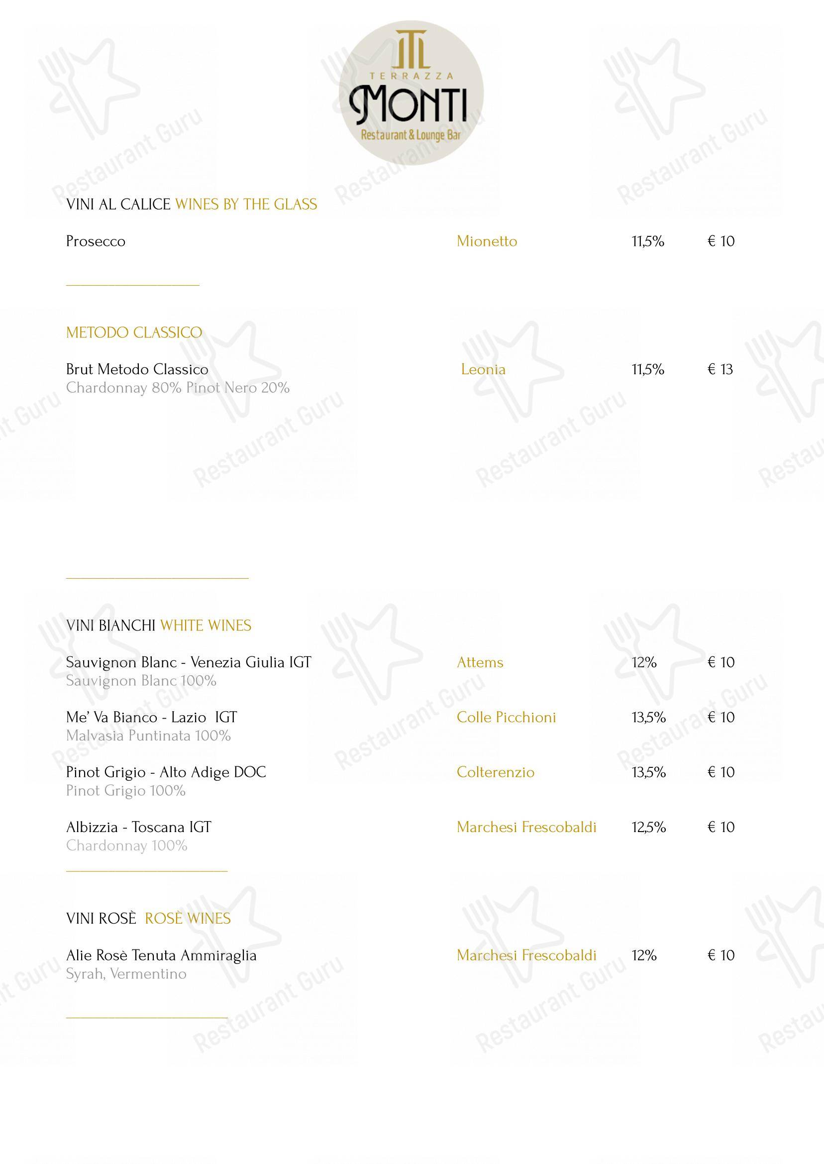 Lunch Menu per Terrazza Monti - Restaurant & Lounge Bar in Roma