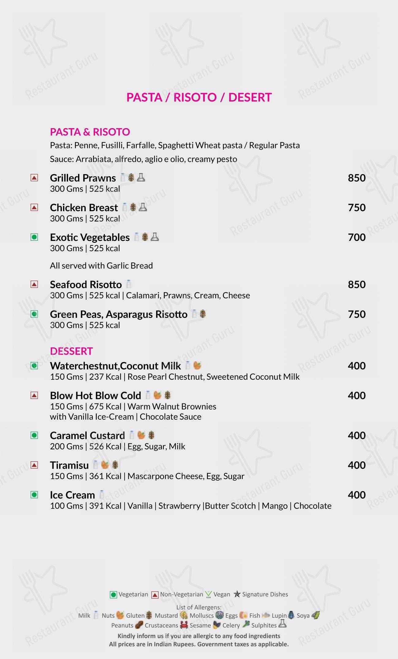 Menu for the Thai Pavilion restaurant