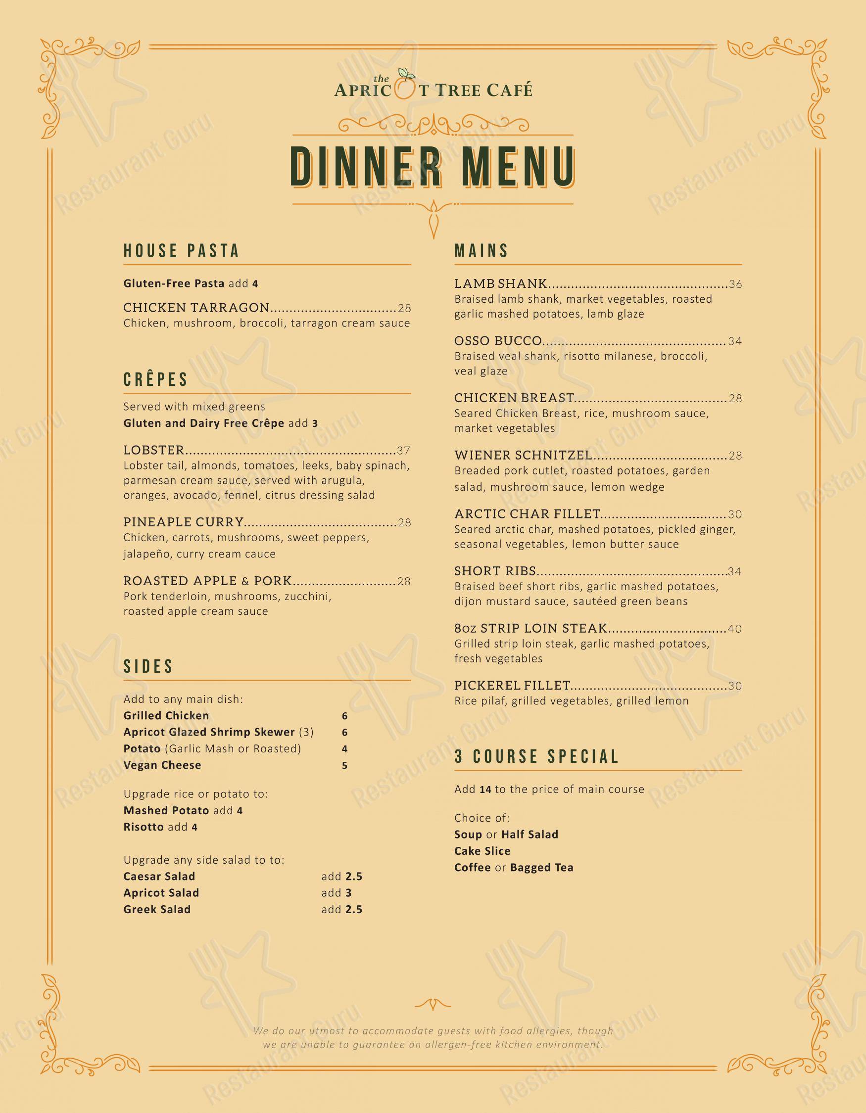 The Apricot Tree Cafe dans Mississauga - 菜单