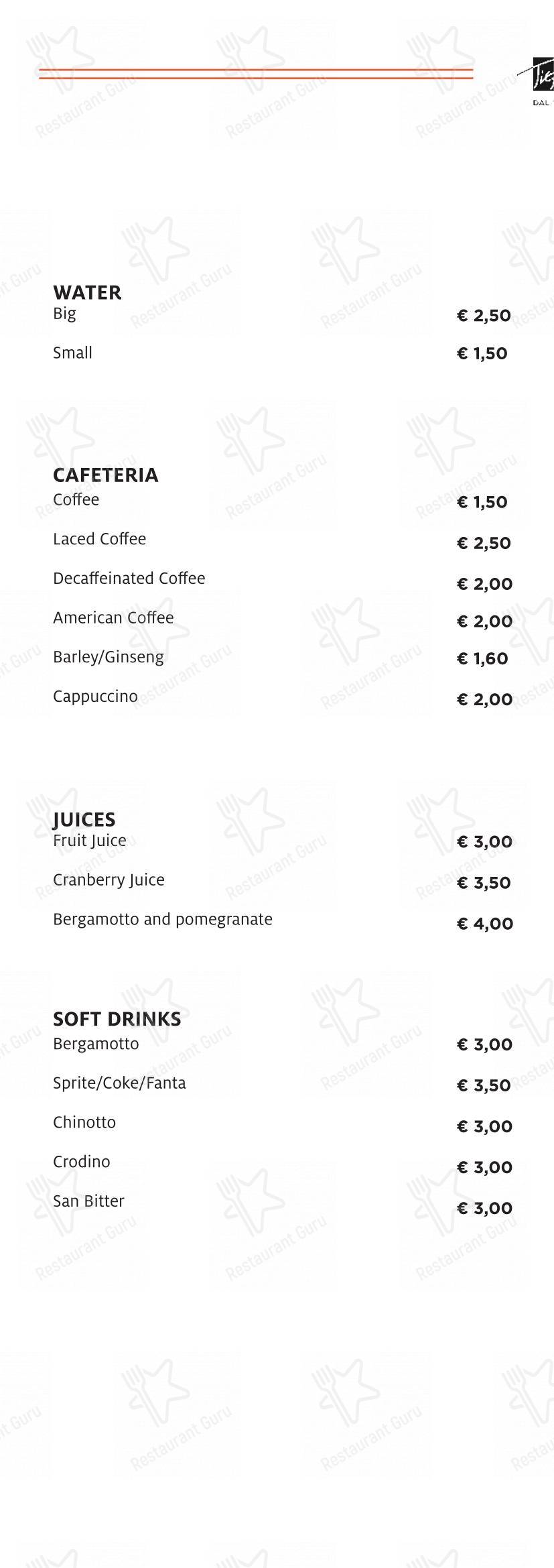 Основное меню per Tiepolo - Bistrot Bottiglieria (Via G Battista Tiepolo) pub & bar