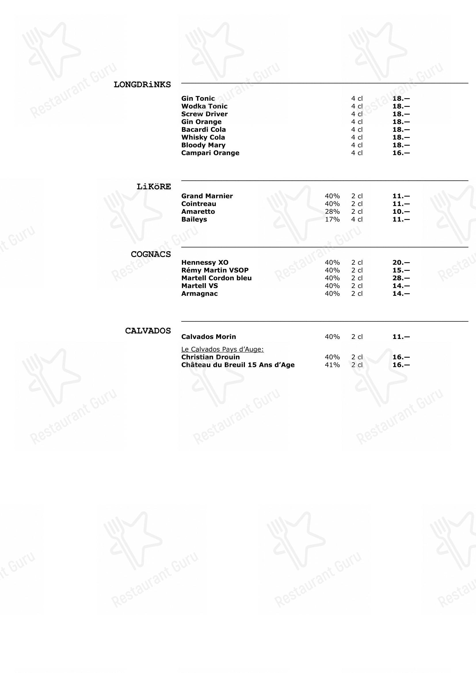 Walliser Kanne in Basilea - Menu