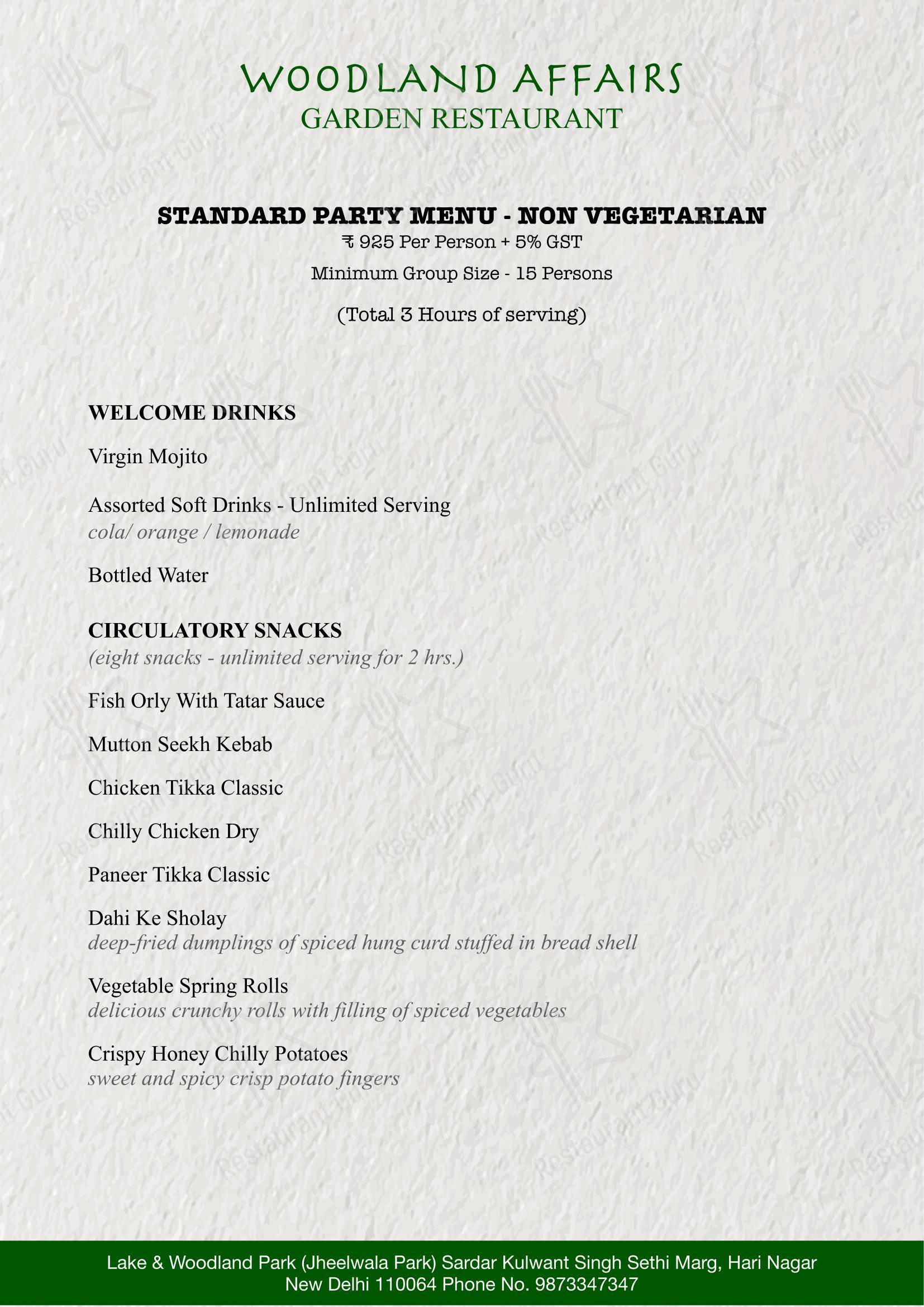 Крафт меню for Woodland Affairs in New Delhi