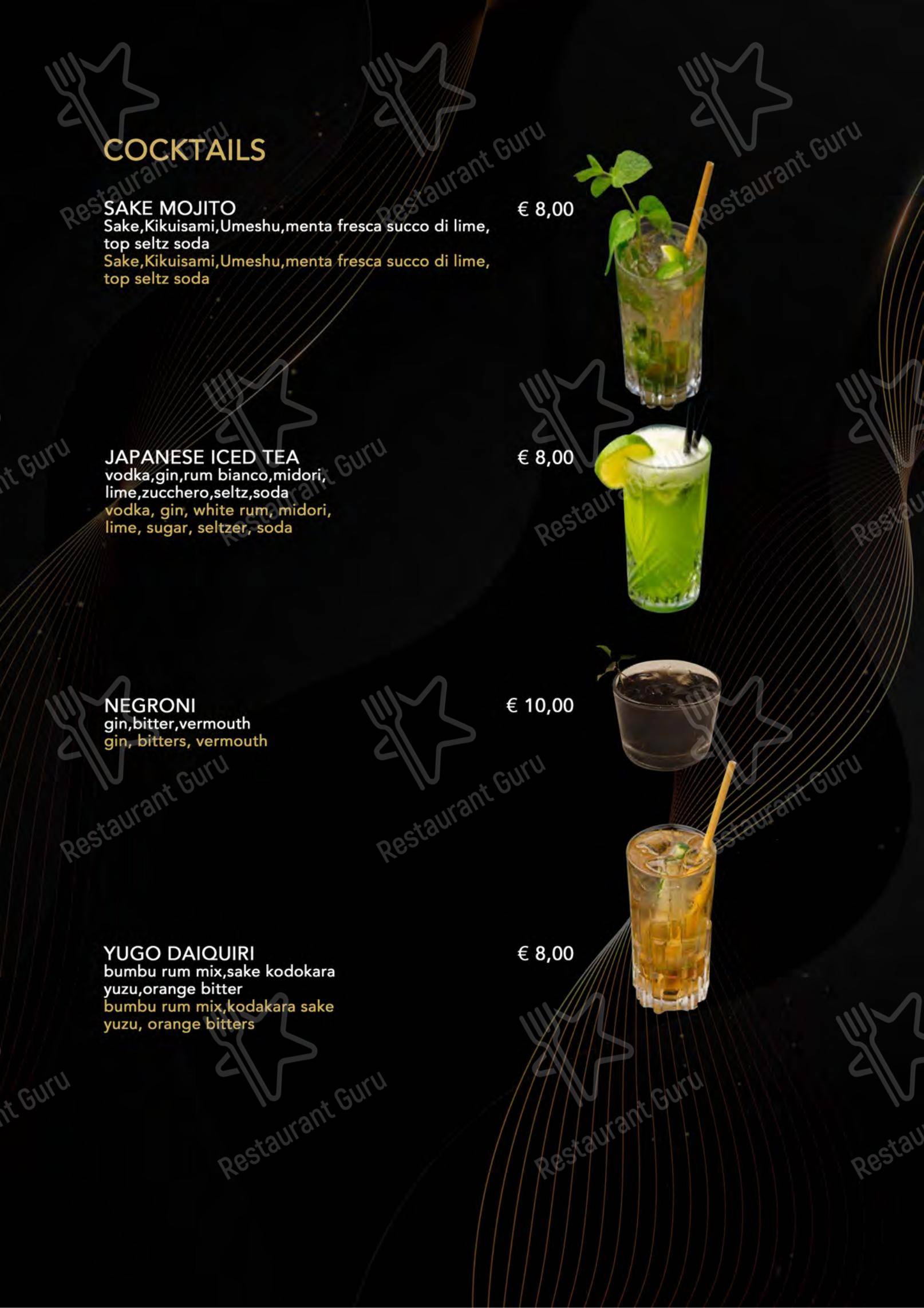 Yugo in Varazze - Menu