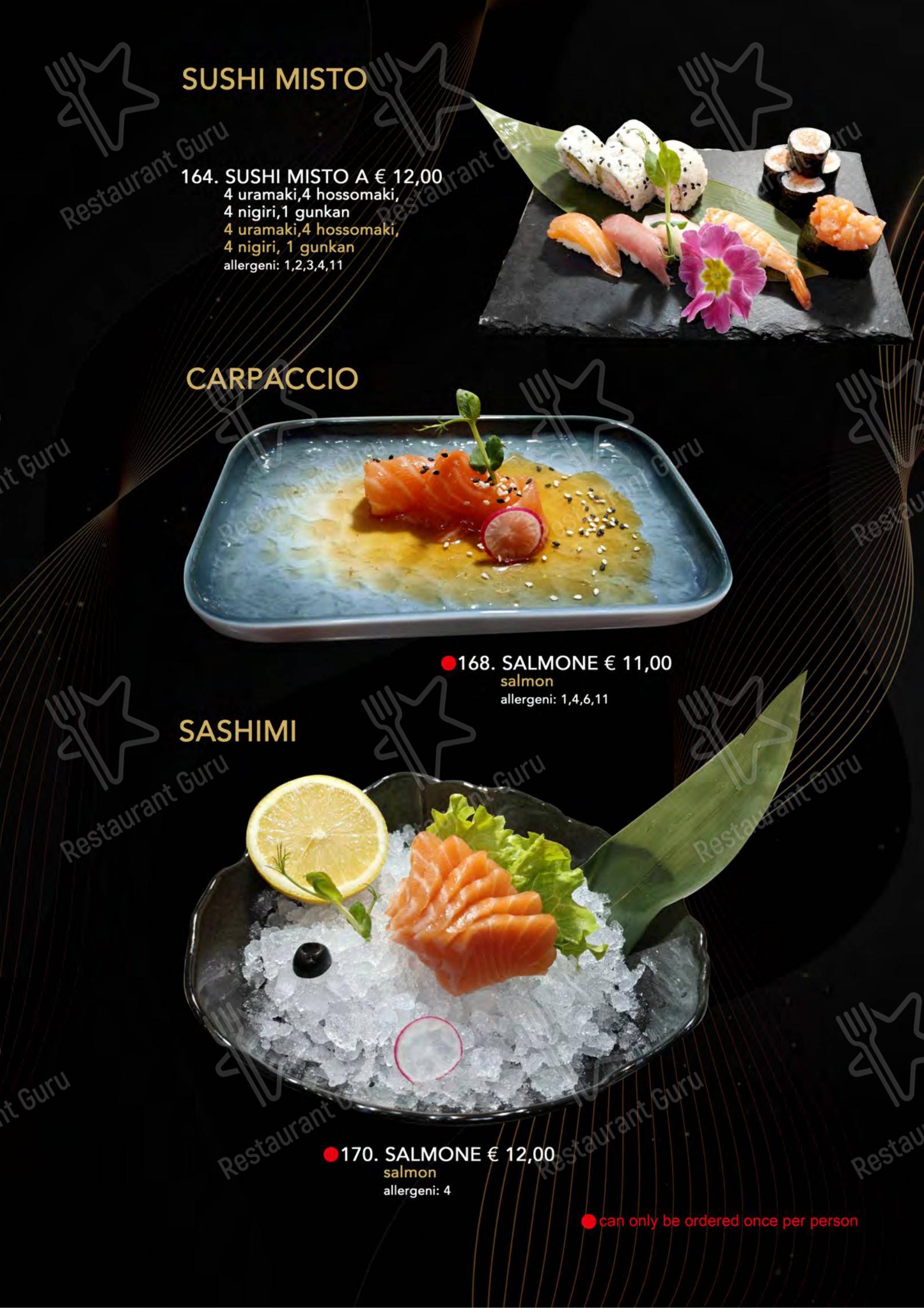 Menu per Yugo in Varazze