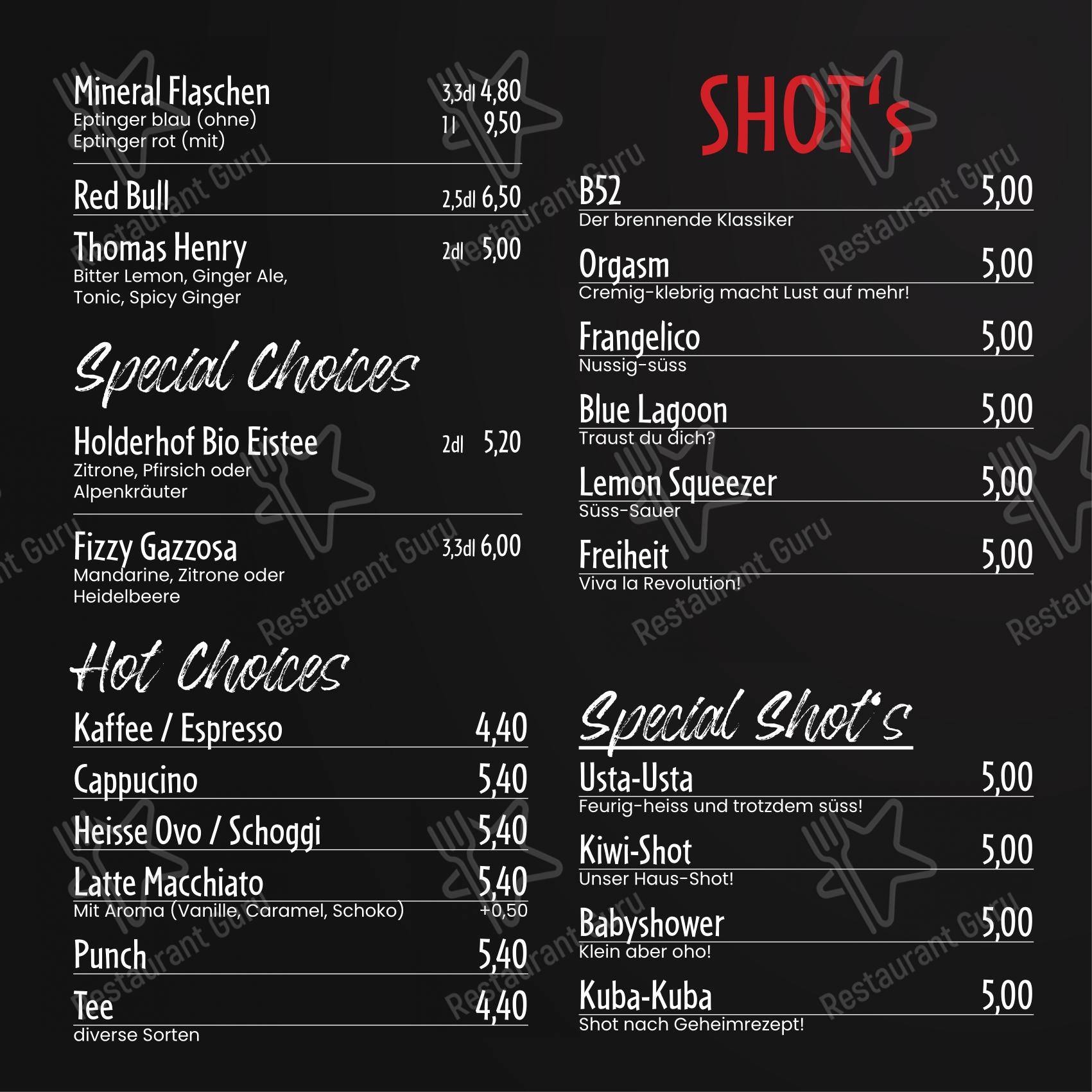 Menu per Zofinger Stadtkeller in Zofingen