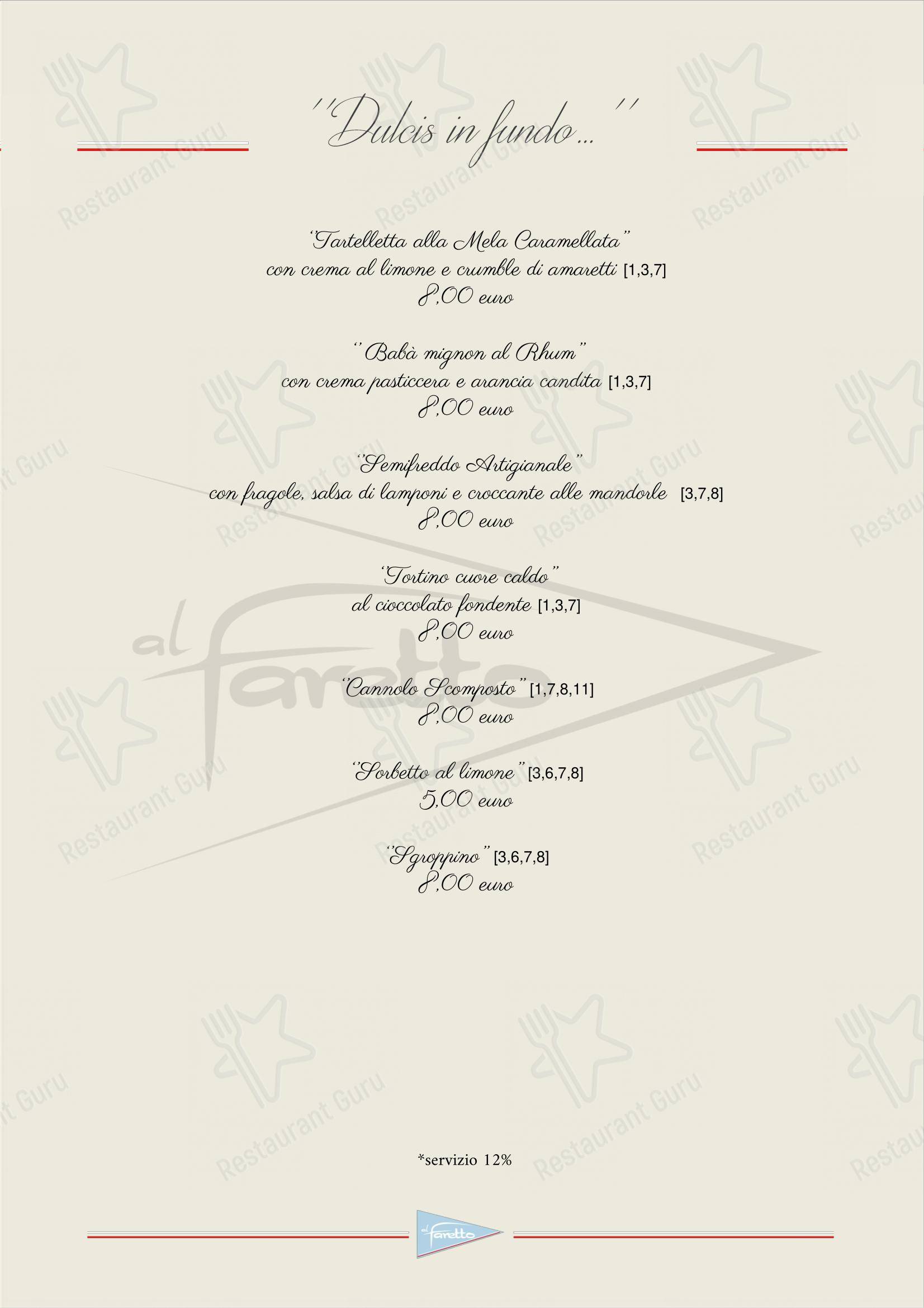 Menu di al Faretto - Terrazza sul mare - Menu