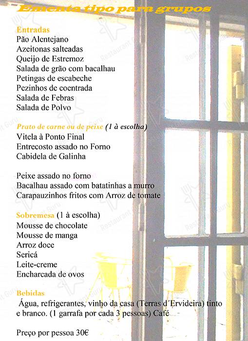 Menu At Restaurante Ponto Final Almada